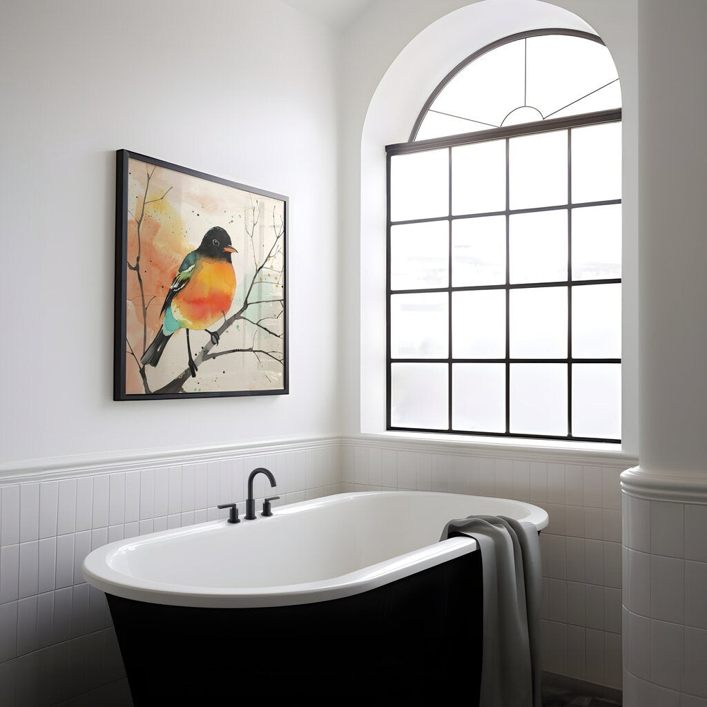 Vibrant Bird in Watercolor Interactive Wall Art