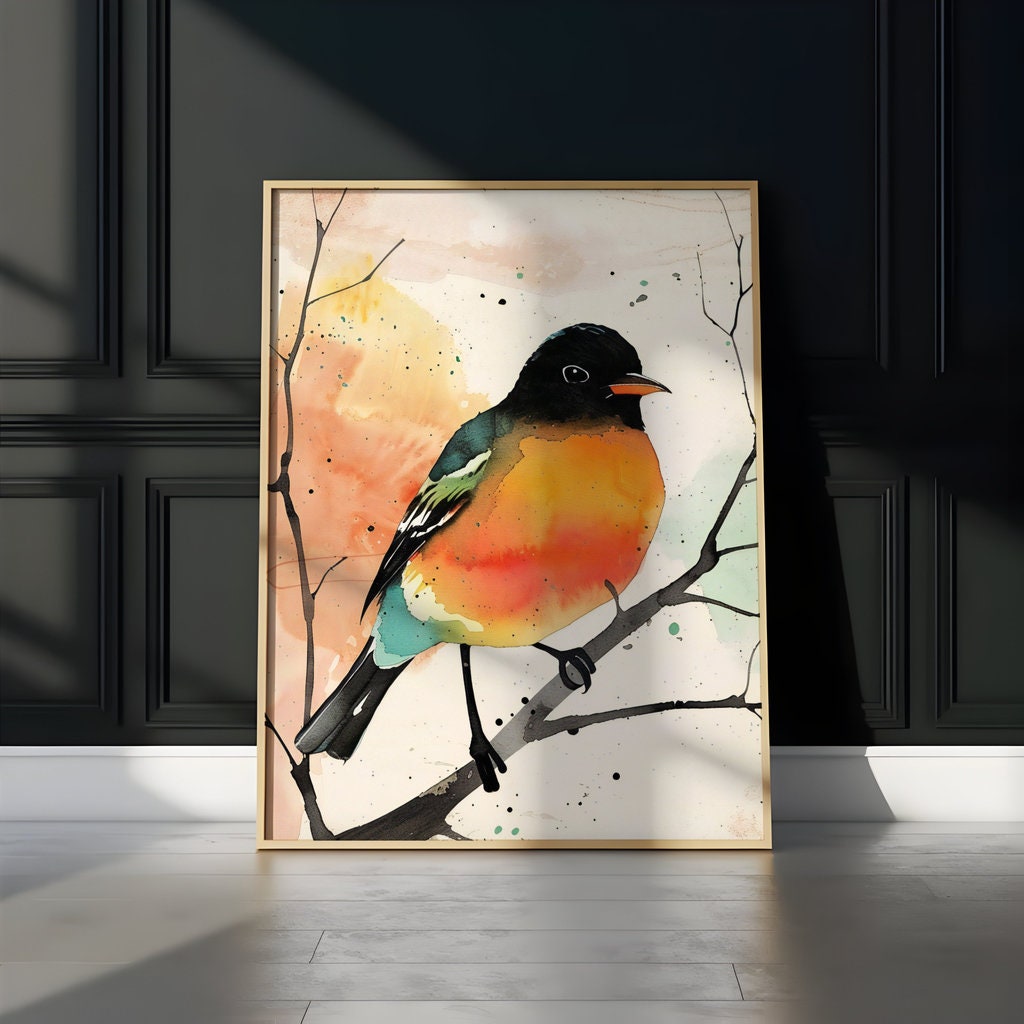 Vibrant Bird in Watercolor Interactive Wall Art