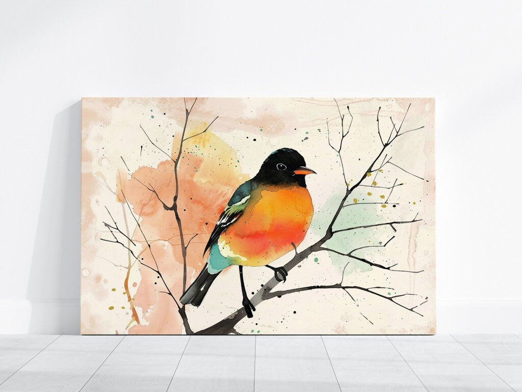 Vibrant Bird in Watercolor Interactive Wall Art