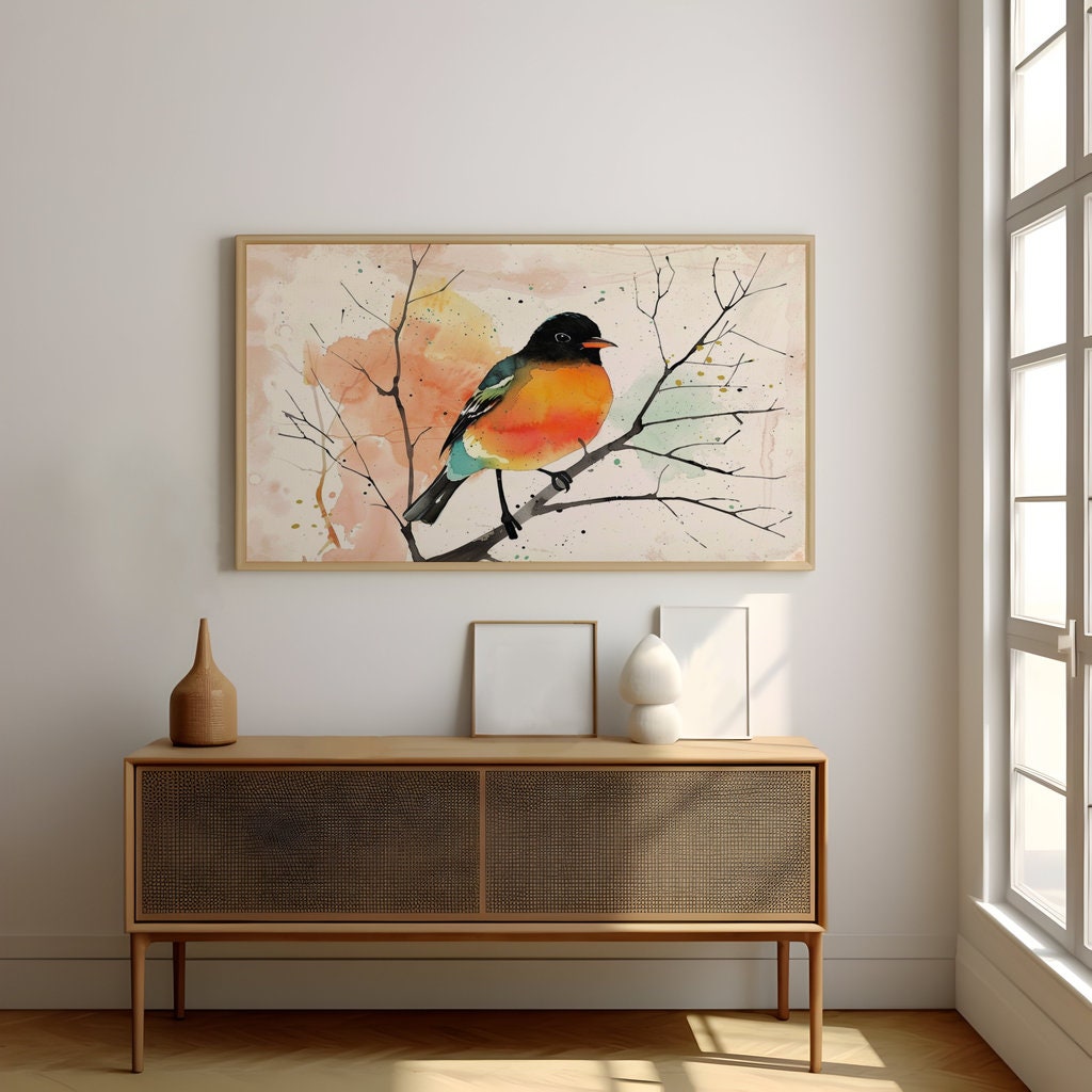 Vibrant Bird in Watercolor Interactive Wall Art