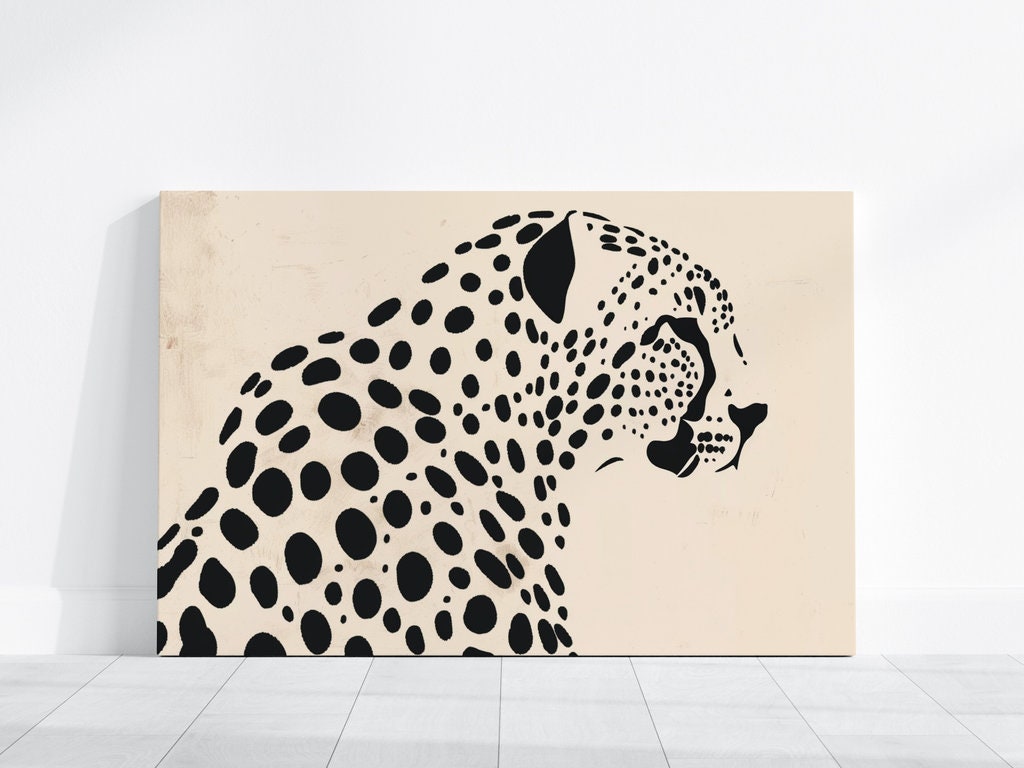 Leopard's Essence High-Contrast Graphic Illustration Interactive Wall Art