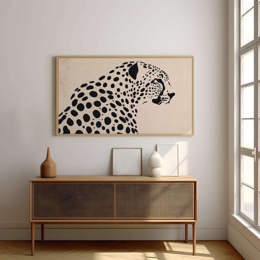 Leopard's Essence High-Contrast Graphic Illustration Interactive Wall Art