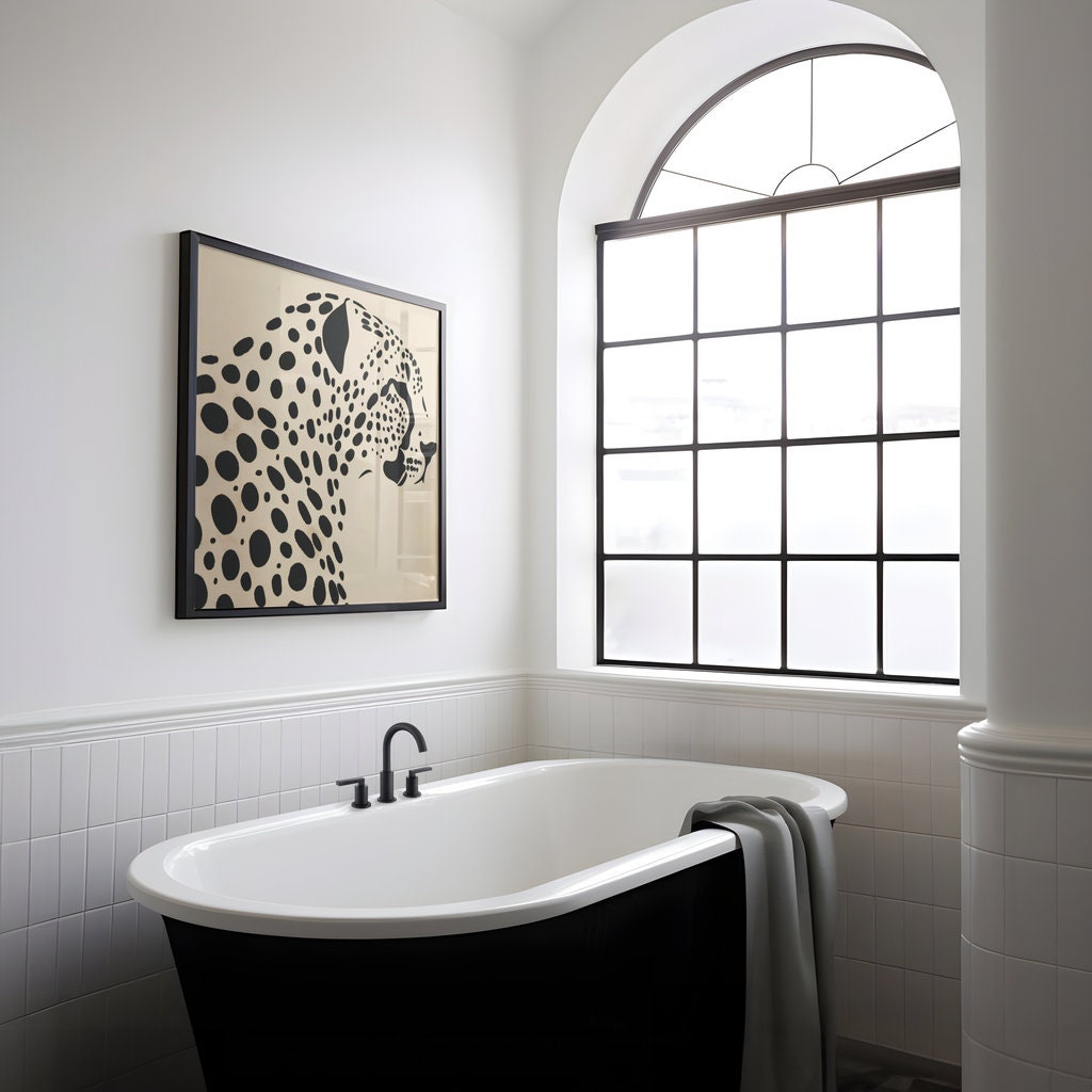 Leopard's Essence High-Contrast Graphic Illustration Interactive Wall Art