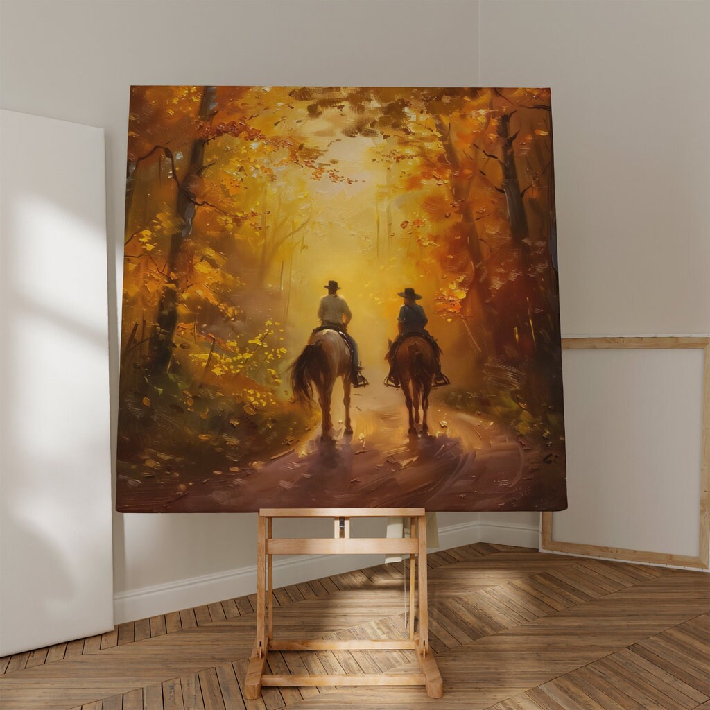 Autumn Riders Tranquil Journey Interactive Wall Art