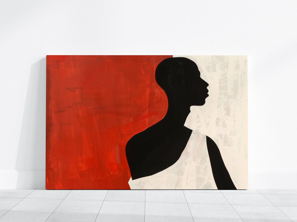 Silhouette in Red Minimalist Expression Interactive Wall Art