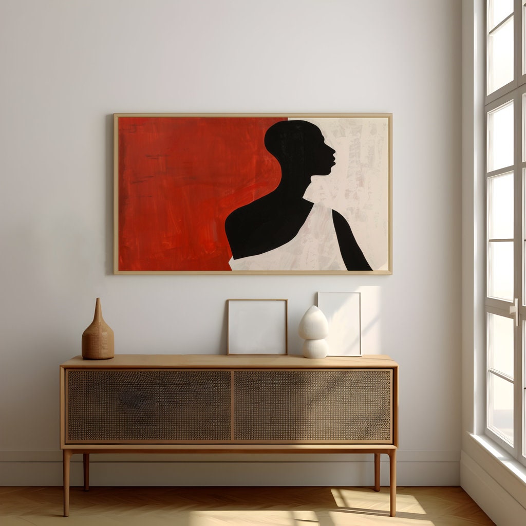 Silhouette in Red Minimalist Expression Interactive Wall Art