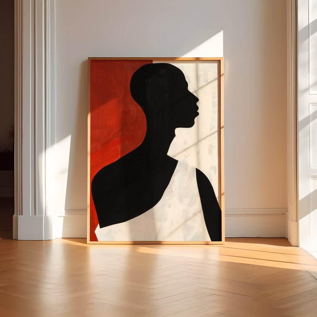 Silhouette in Red Minimalist Expression Interactive Wall Art