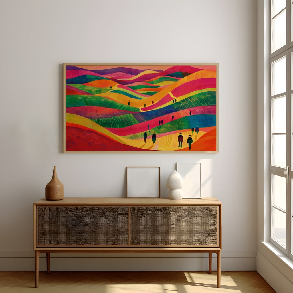 Dreamscape Journey Silhouettes in Vibrant Hills Interactive Wall Art