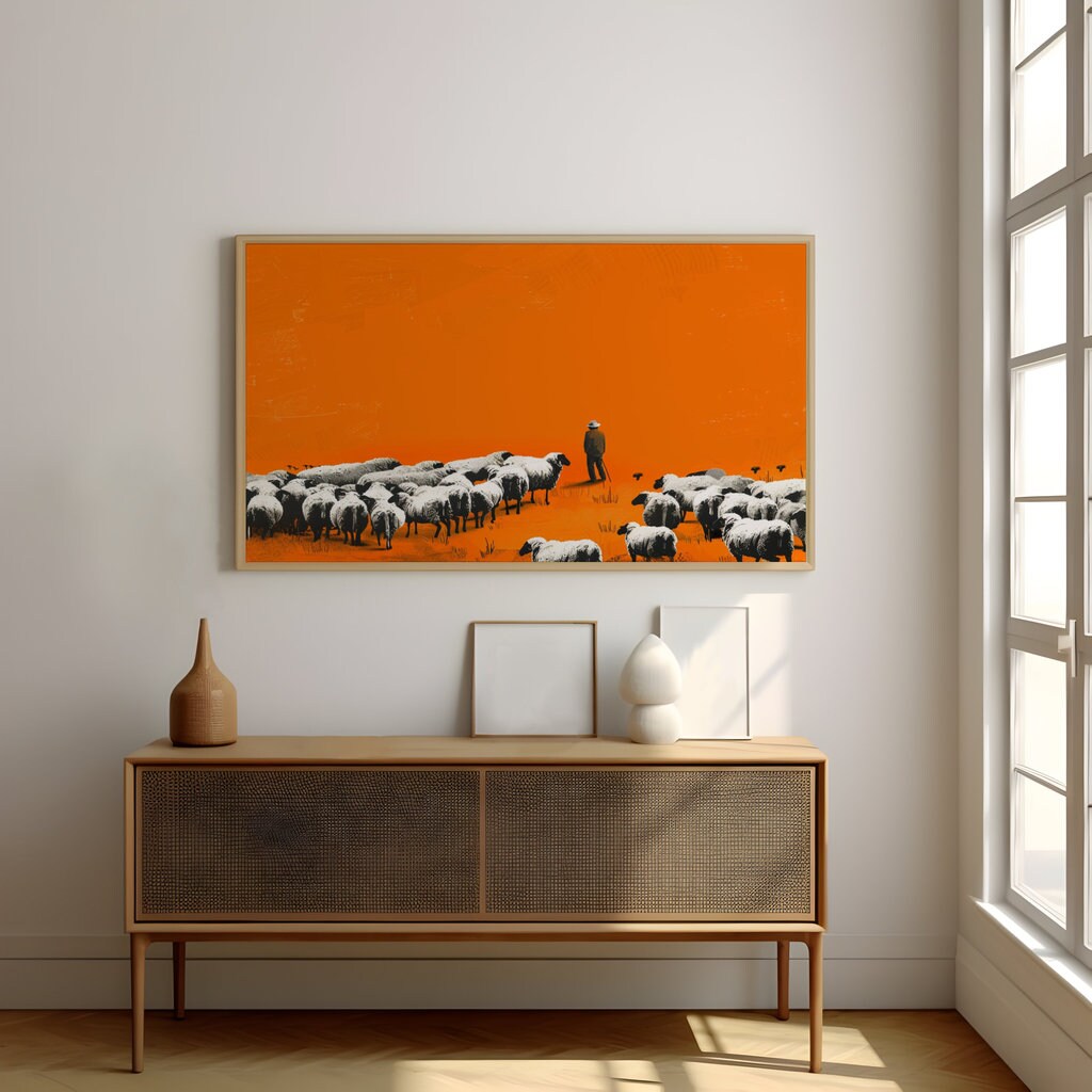 Shepherd in the Orange Expanse Interactive Wall Art