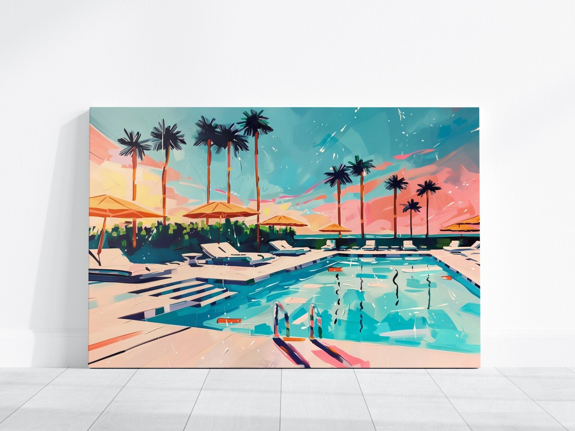 The Blue Oasis: Modern Vibrant Pool Art | Chic & Serene Summer Wall Decor