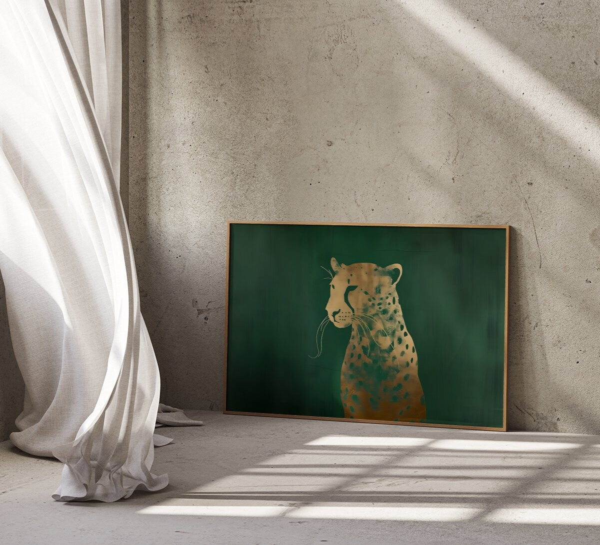 Green and Gold Leopard Maximalist Emerald Green Interactive Wall Art