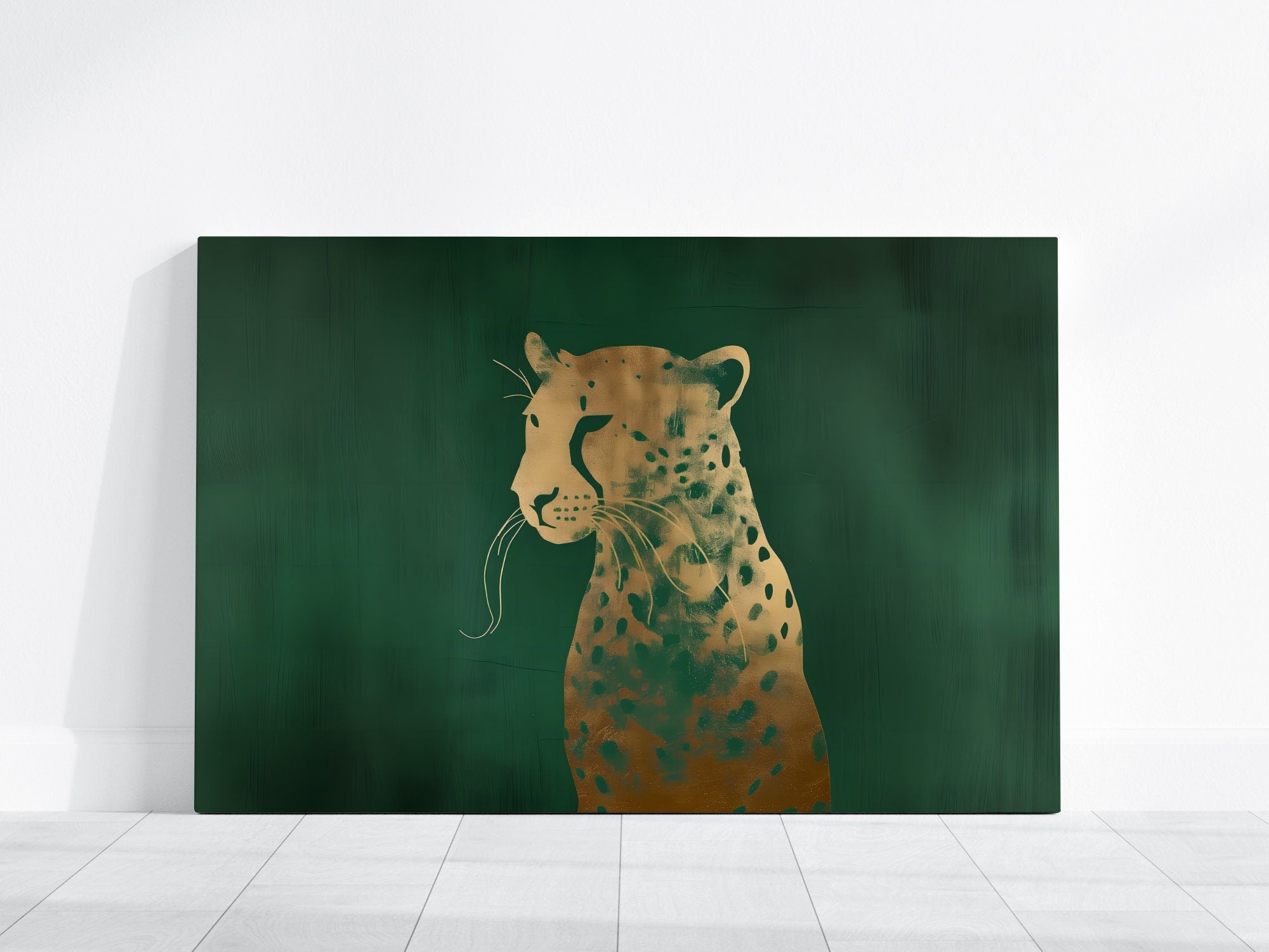 Green and Gold Leopard Maximalist Emerald Green Interactive Wall Art