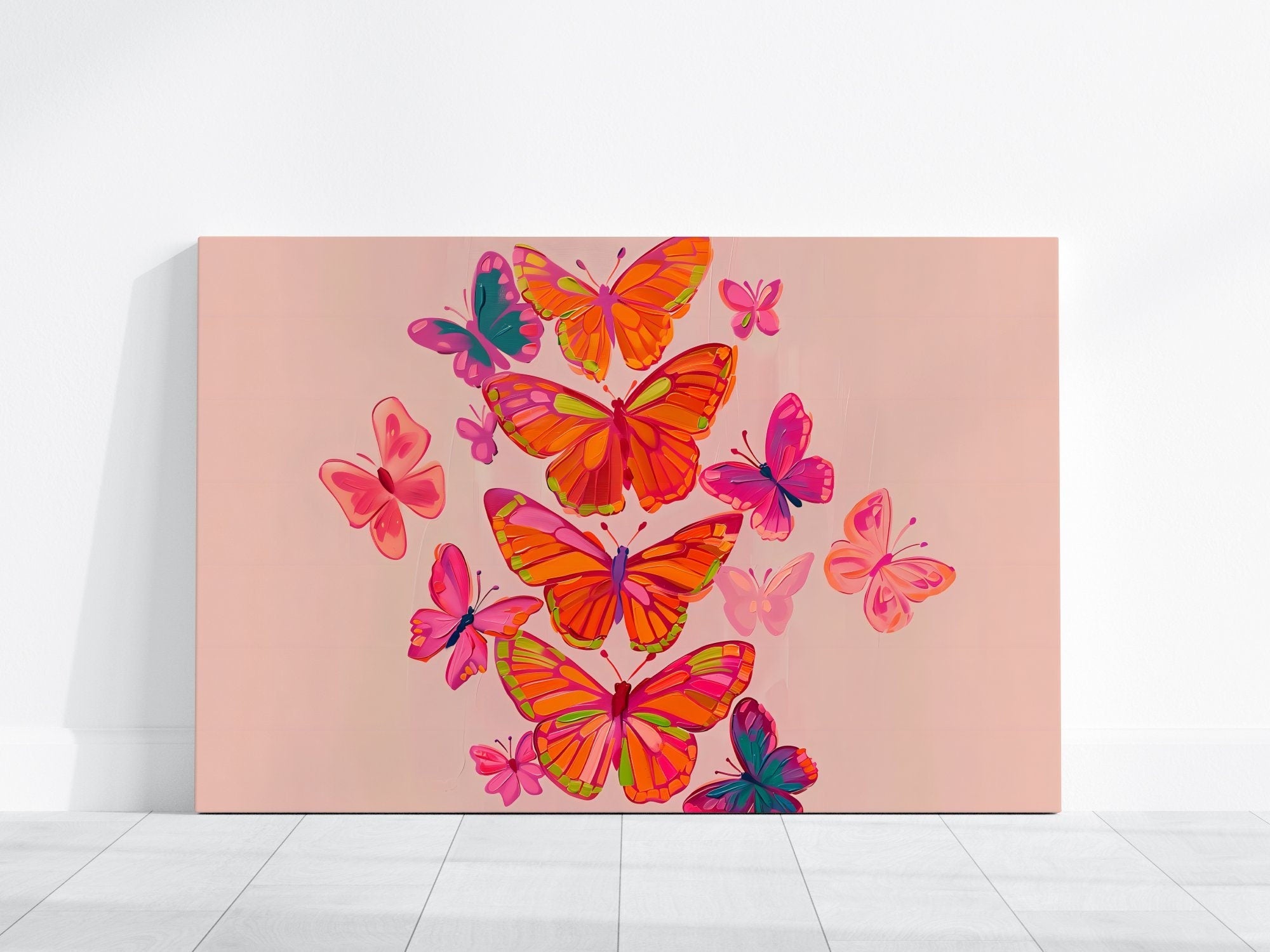 The Social Butterfly: Pink & Orange Maximalist Art | Preppy, Funky & Vibrant Wall Decor