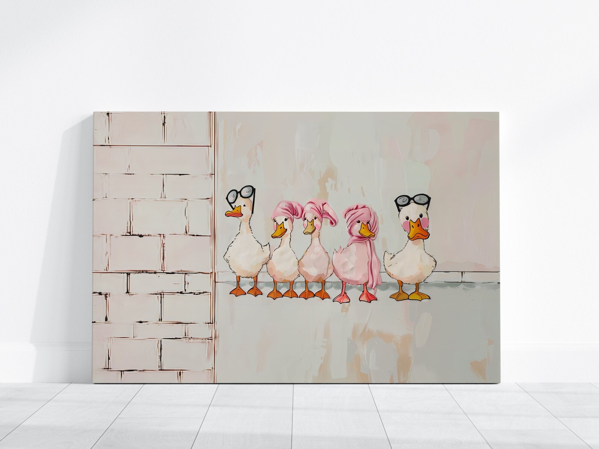 Towel Cowboy and Curlers Quirky White and Pink Interactive Wall Art