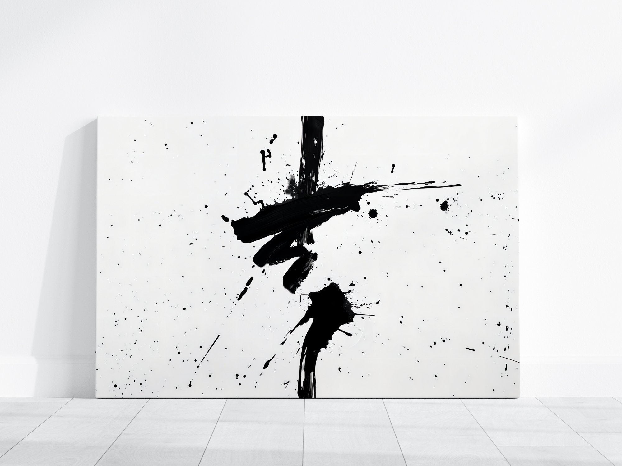 Black and White Splash Symbol Minimalist Modern Interactive Wall Art