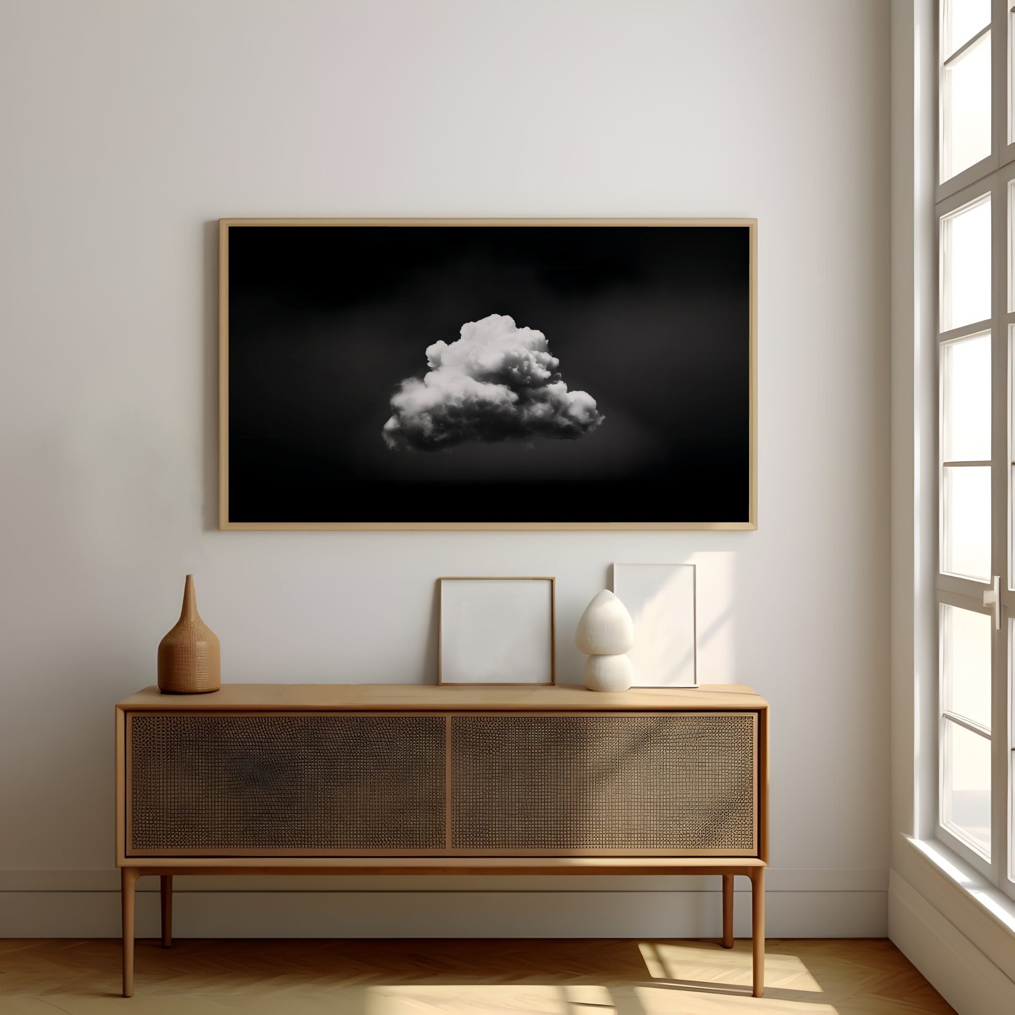 Black and White Cloud Surreal Interactive Wall Art