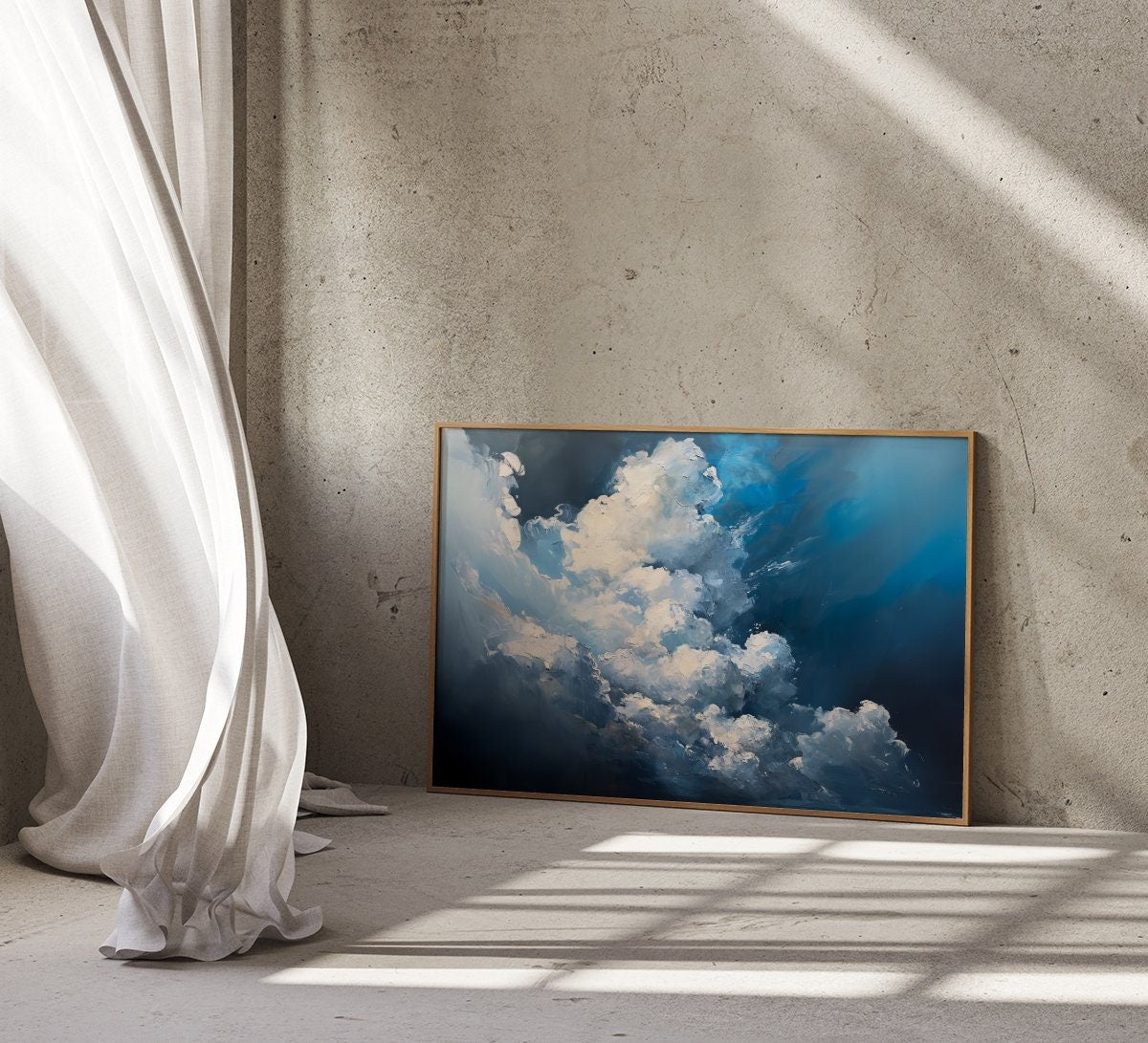 Solitude in the Skies Deep Blue Lonely Cloud Interactive Wall Art