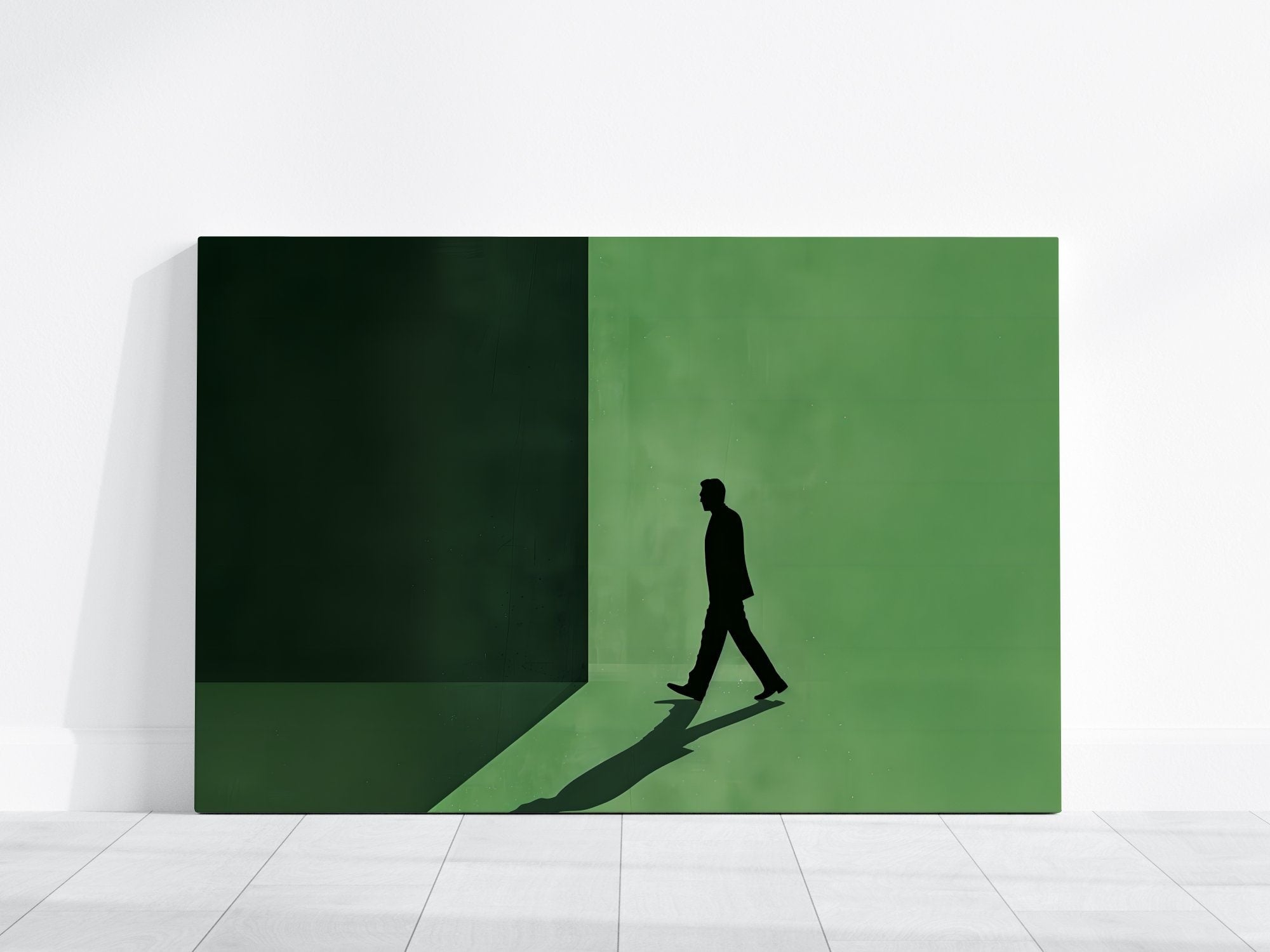 Stylish Gentlemen Strolling Vector Illustration Art Green Interactive Wall Art