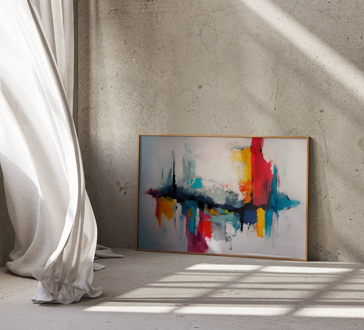 Colorful Reflections: Minimalist Water Mark Art | Modern & Serene Abstract Wall Decor
