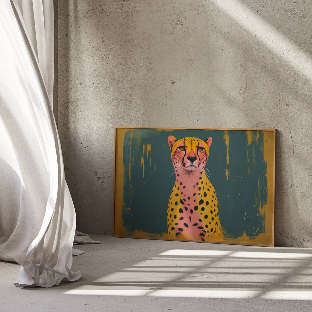 Cheetah Cats Modern Boho Art: Animal Inspired Wall Decor, Contemporary Bohemian Canvas, Chic Wildlife Print, Modern Farmhouse, Wall Art