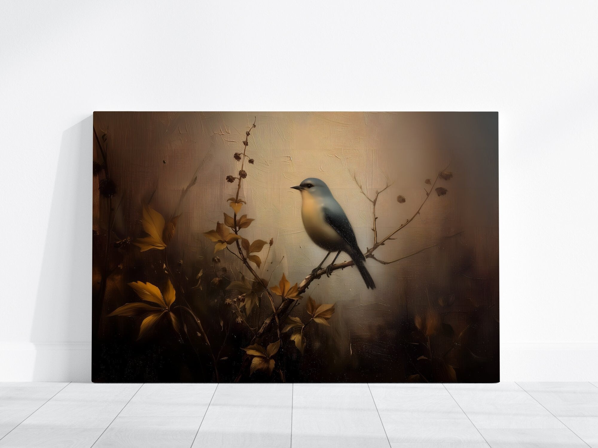 Vintage Bird Art Dark Academia Nature Aesthetic Interactive Wall Art