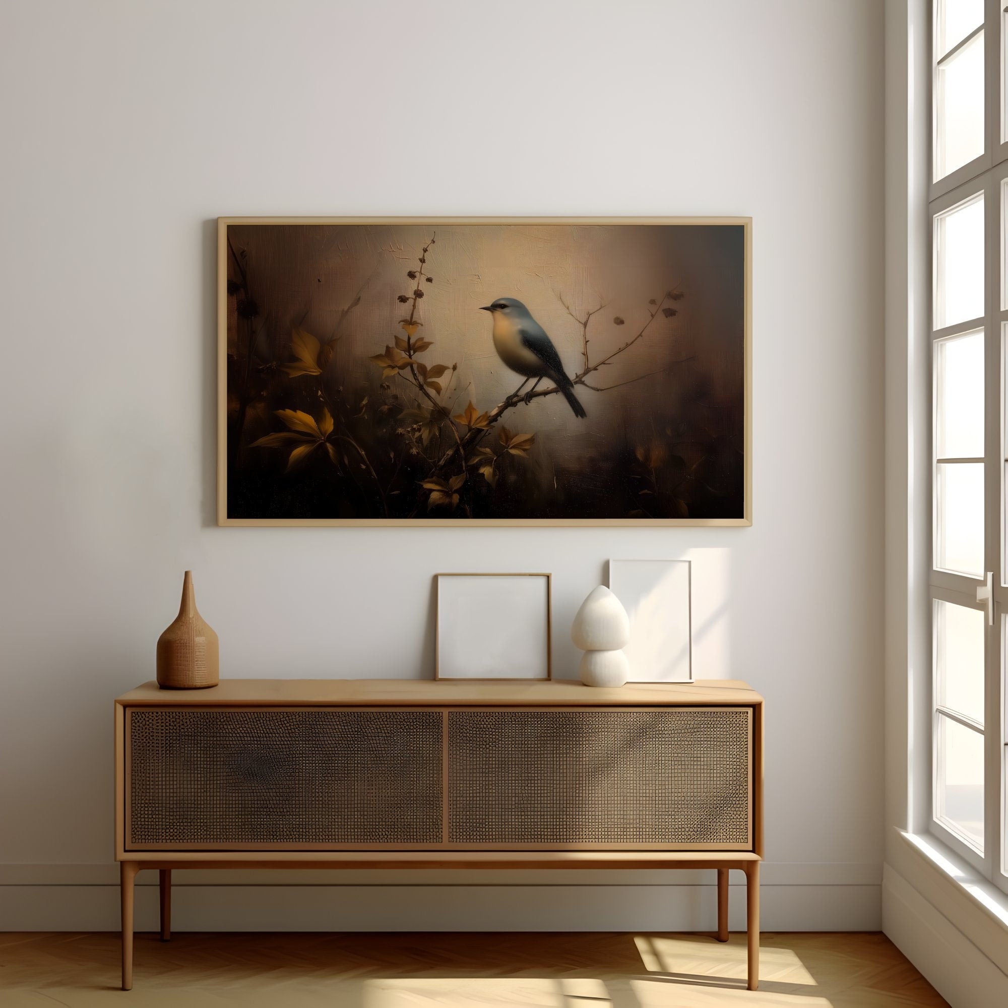 Vintage Bird Art Dark Academia Nature Aesthetic Interactive Wall Art