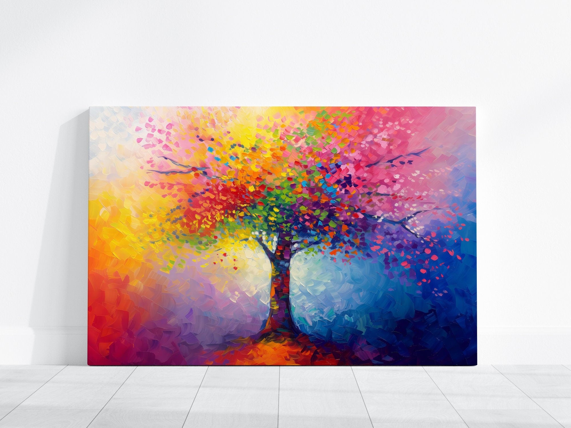 Colorful Tree Abstract Art Vibrant Interactive Wall Art