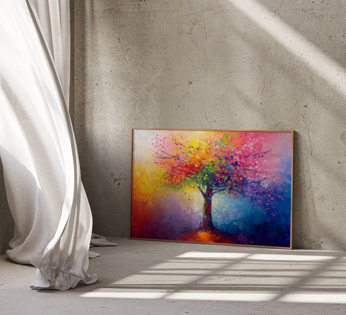 Colorful Tree Abstract Art Vibrant Interactive Wall Art