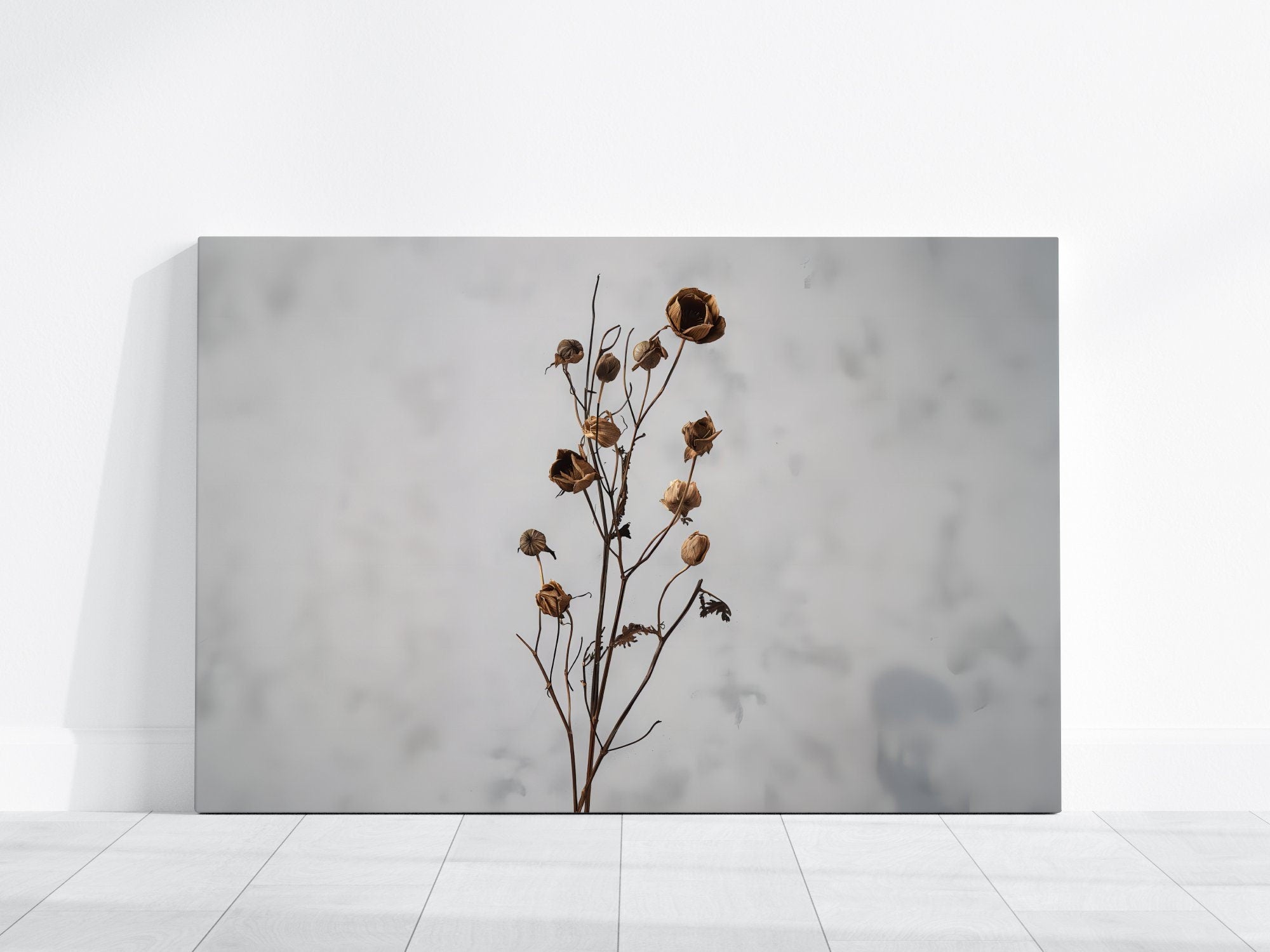 Dark Dried Wildflower Art Botanical Illustrations Interactive Wall Art