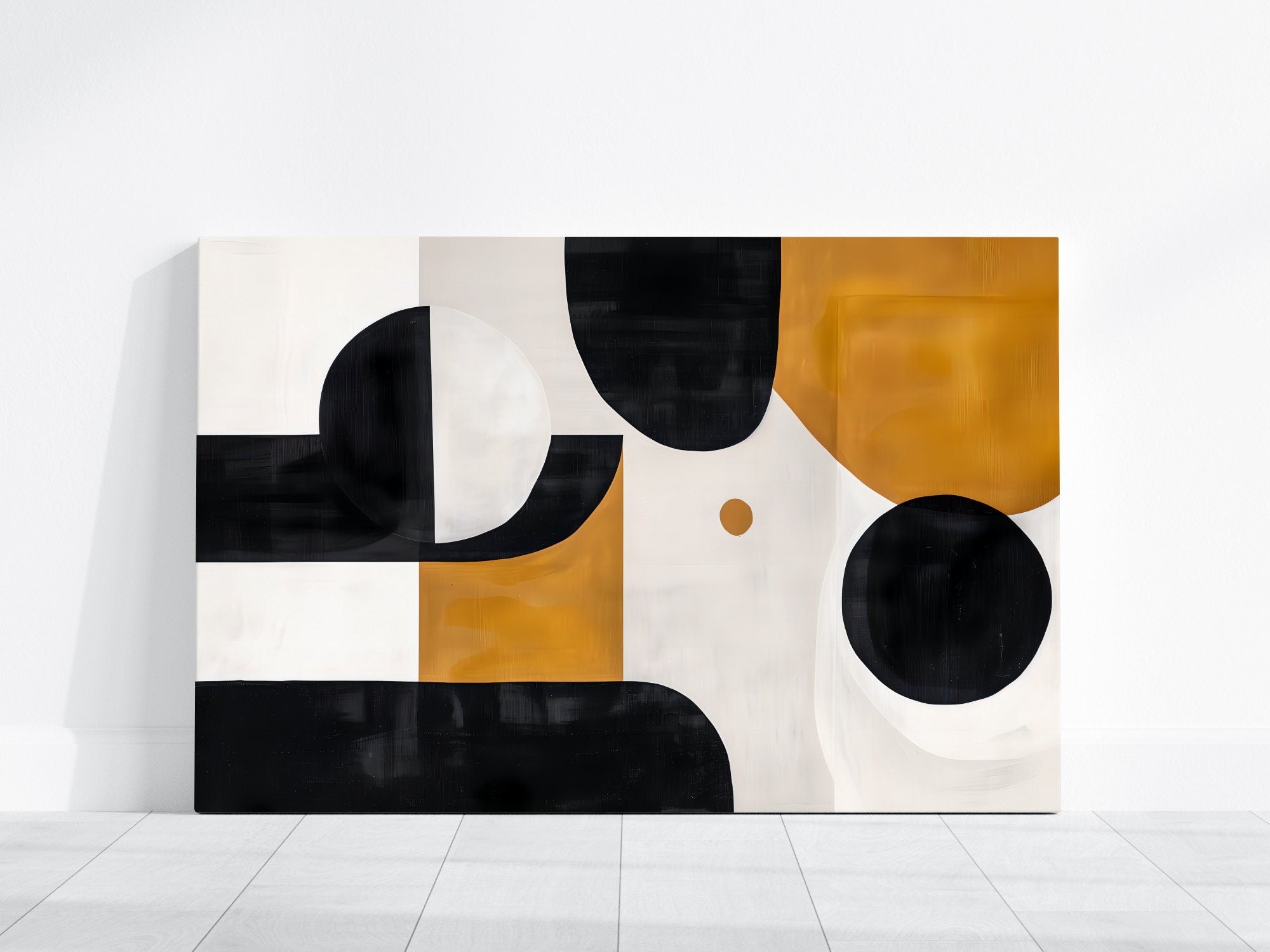 The Fulcrum: Modern Abstract in Black, White & Gold | Sophisticated & Dynamic Wall Decor