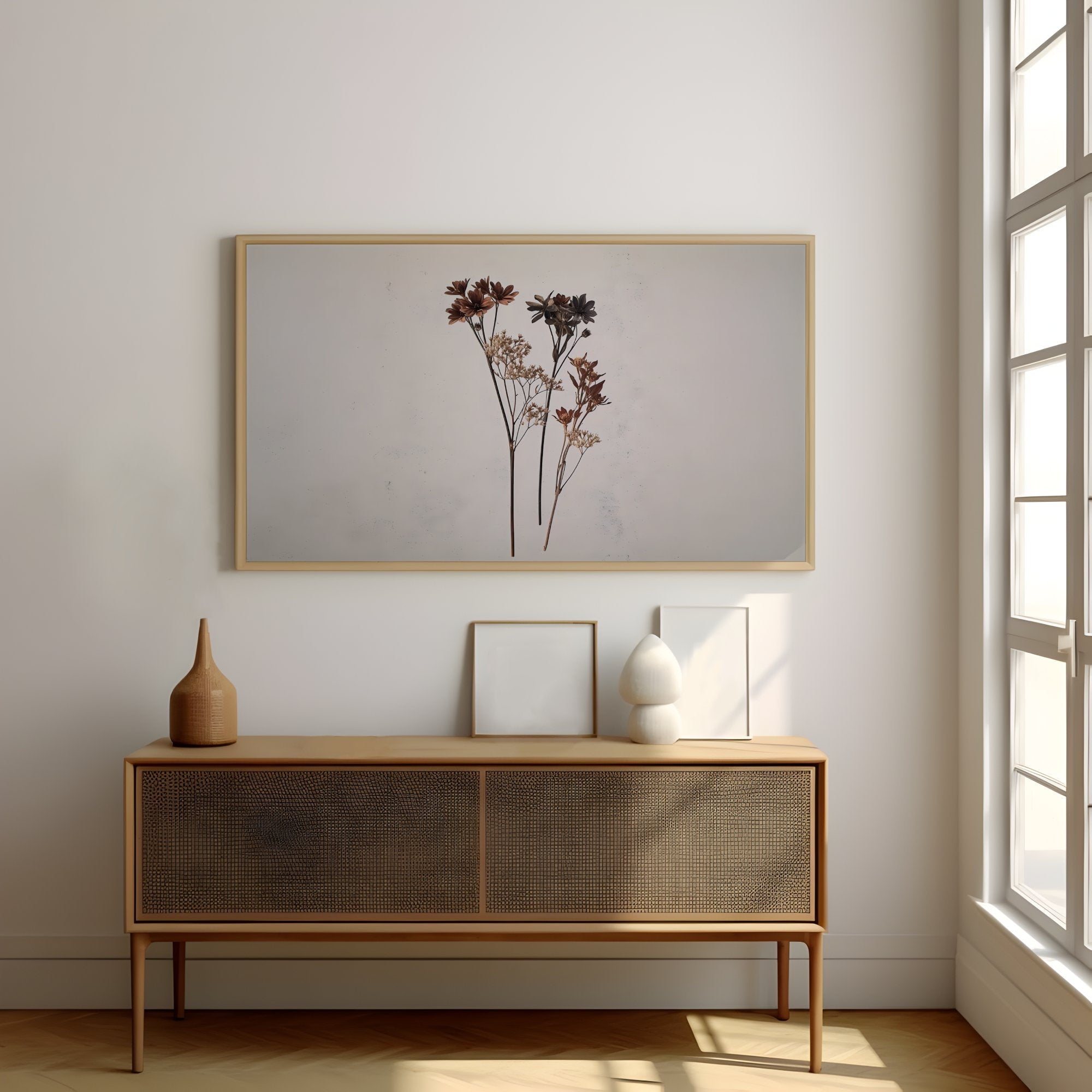 Dark Dried Wildflower Art Botanical Illustrations Interactive Wall Art