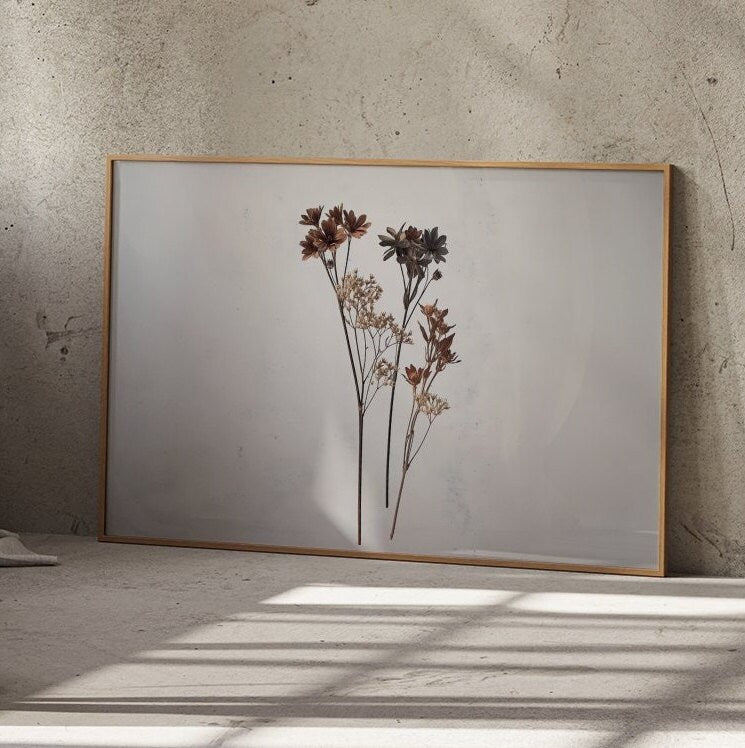 Dark Dried Wildflower Art Botanical Illustrations Interactive Wall Art