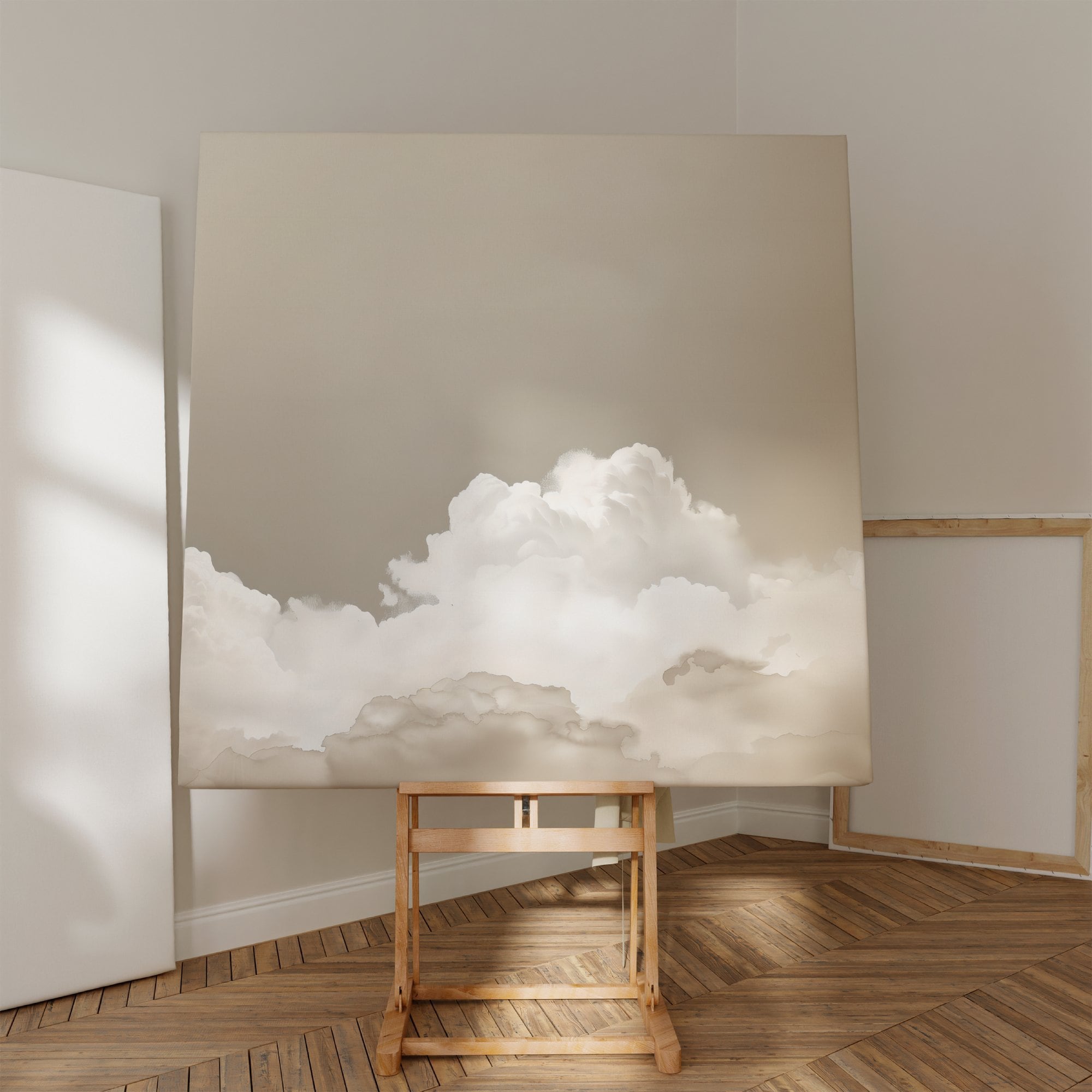 Beige Clouds Abstract Interactive Wall Art