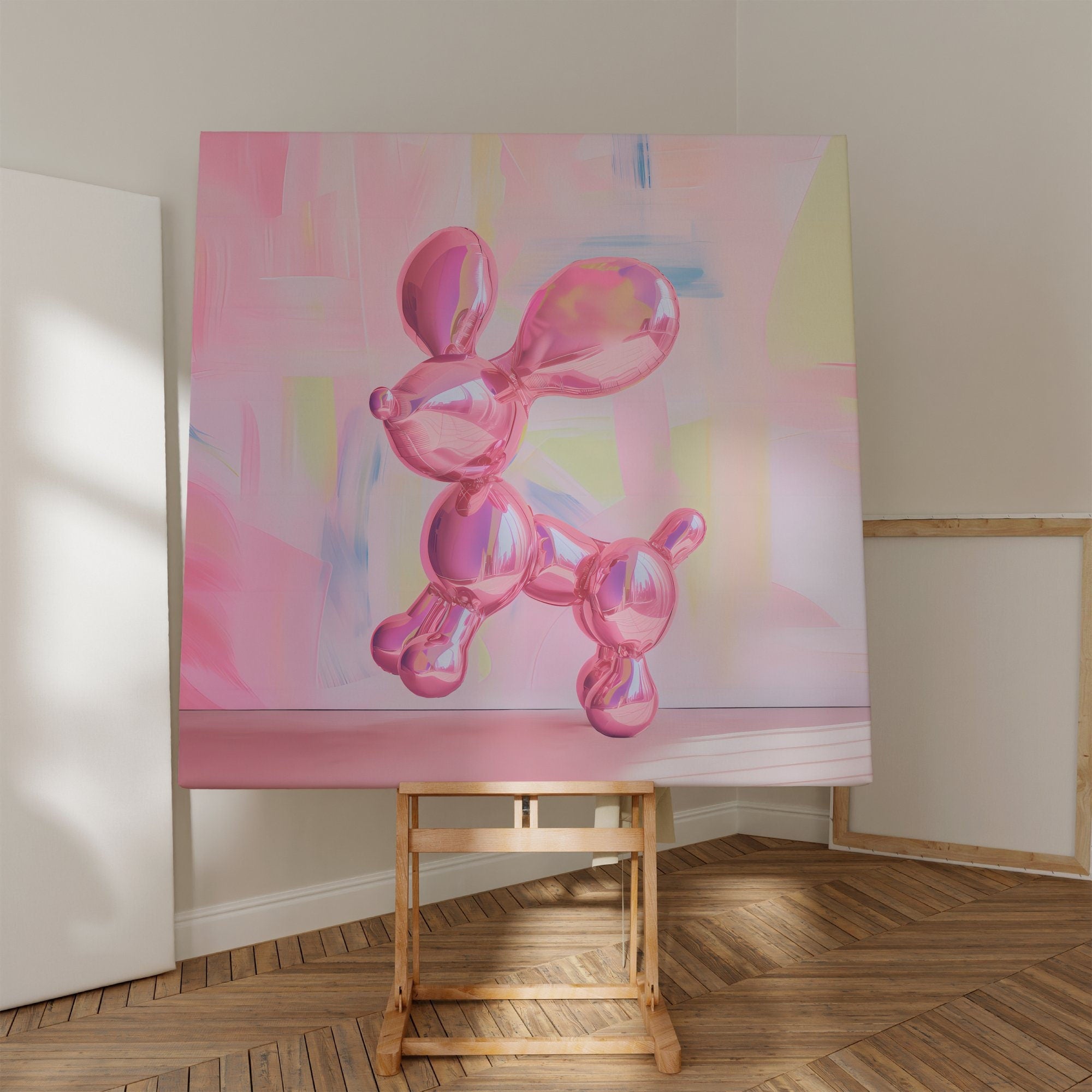 Pink Balloon Dog Preppy Pink Interactive Wall Art