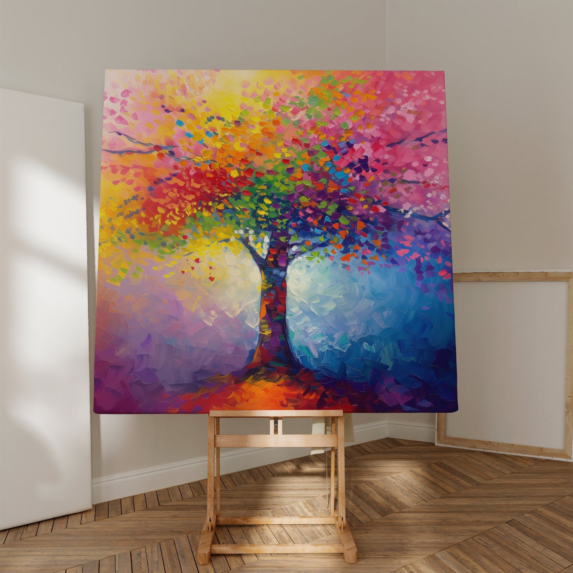 Colorful Tree Abstract Art Vibrant Interactive Wall Art