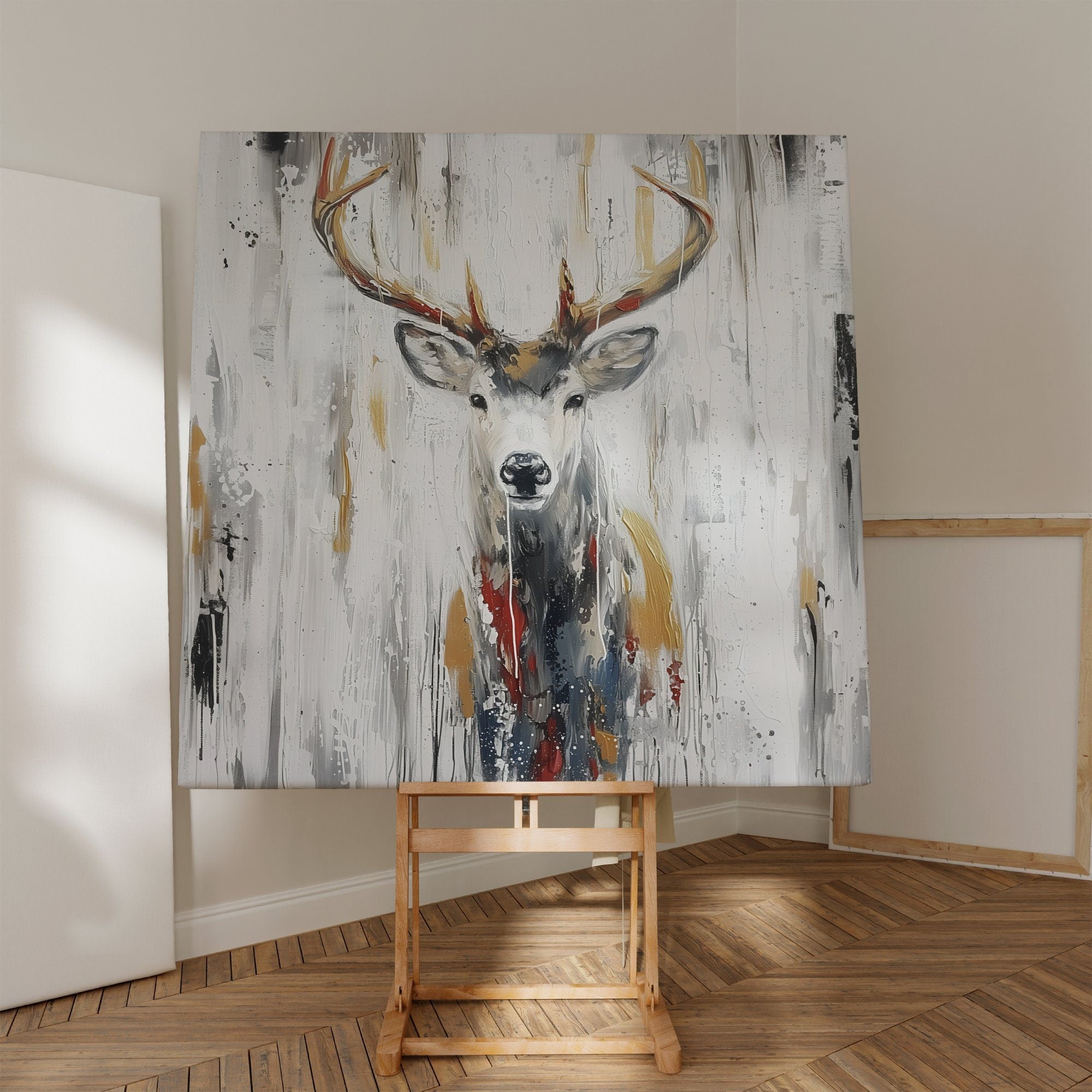 Large Deer Abstract Deer Modern Interactive Wall Art