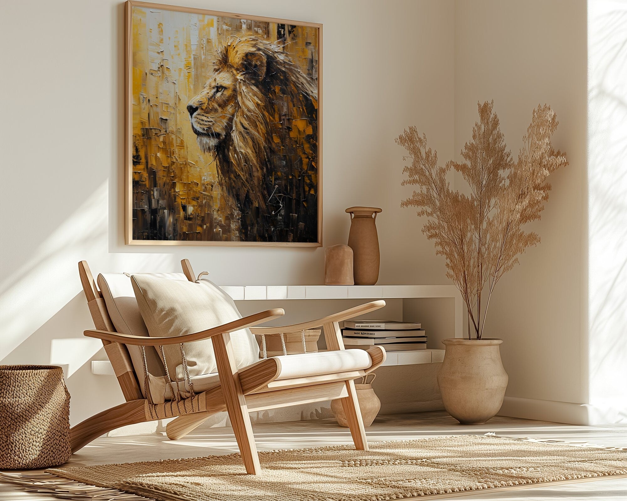 Golden Pride Abstract Lion Modern Wildlife Interactive Wall Art