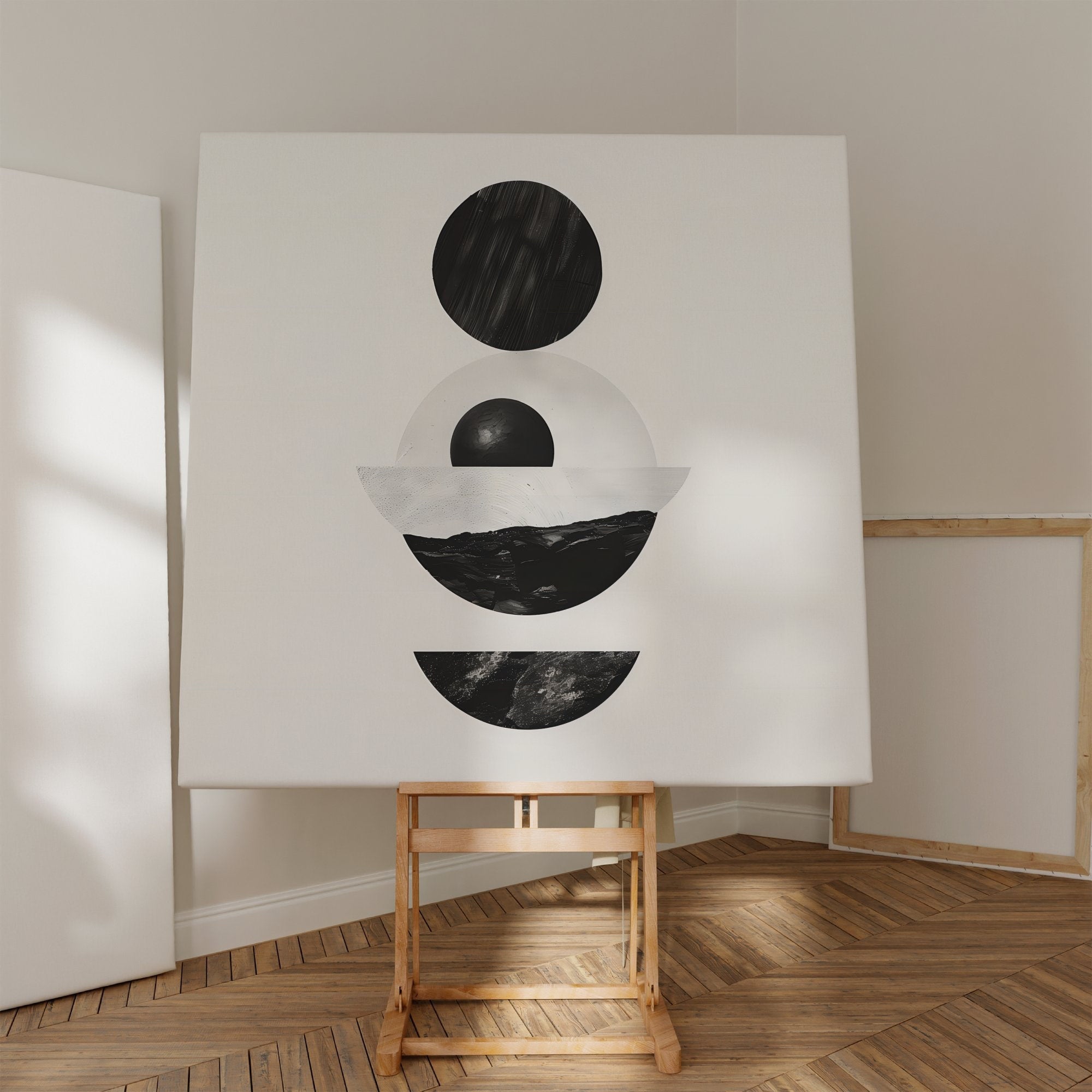 Harmony in Asymmetry Black Ink Asymmetrical Balance Interactive Wall Art