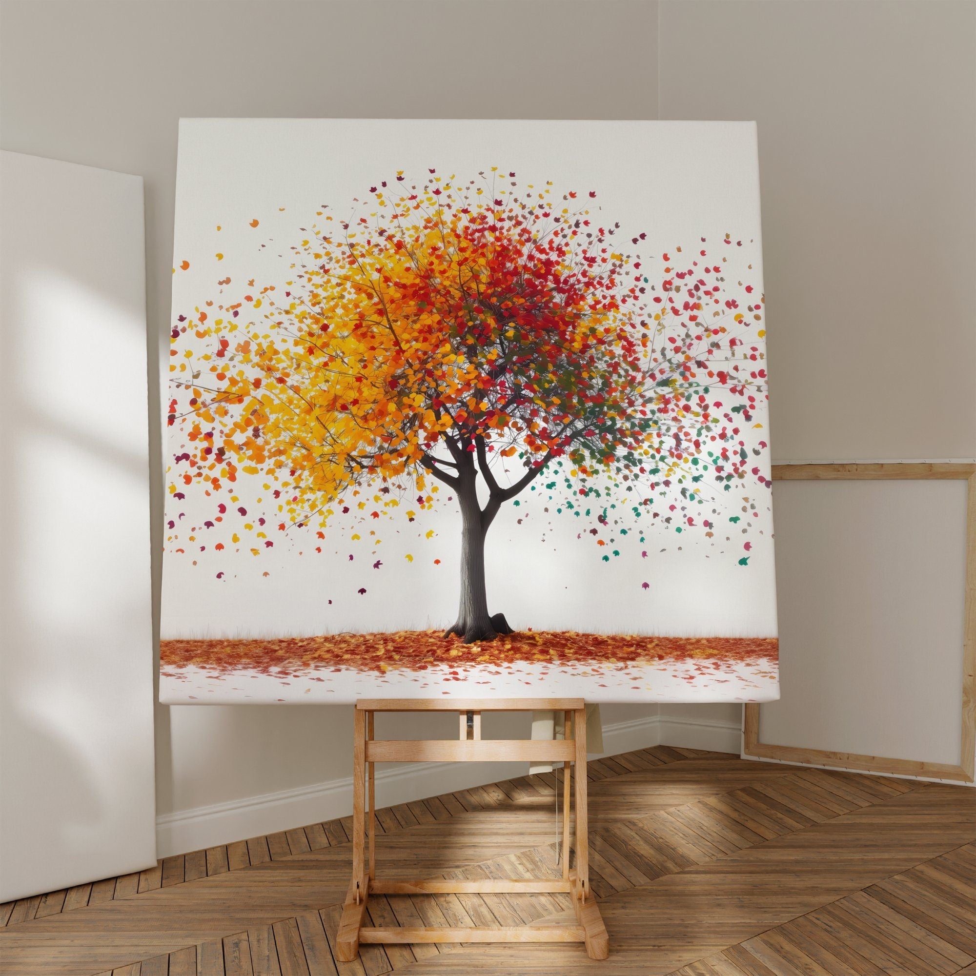 The Tree of Life: Vibrant Canopy of Colorful Leaves | Modern & Joyful Wall Art