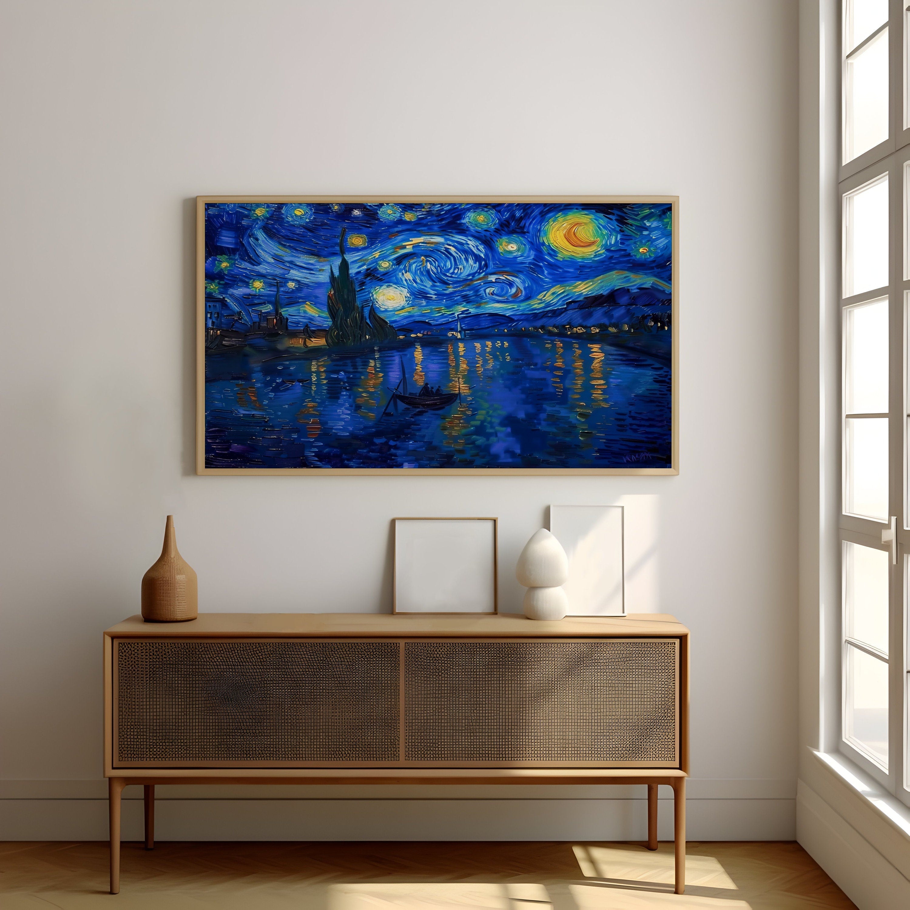 The Starry River: Van Gogh Inspired Night Sky Painting | Vibrant & Expressive Wall Art