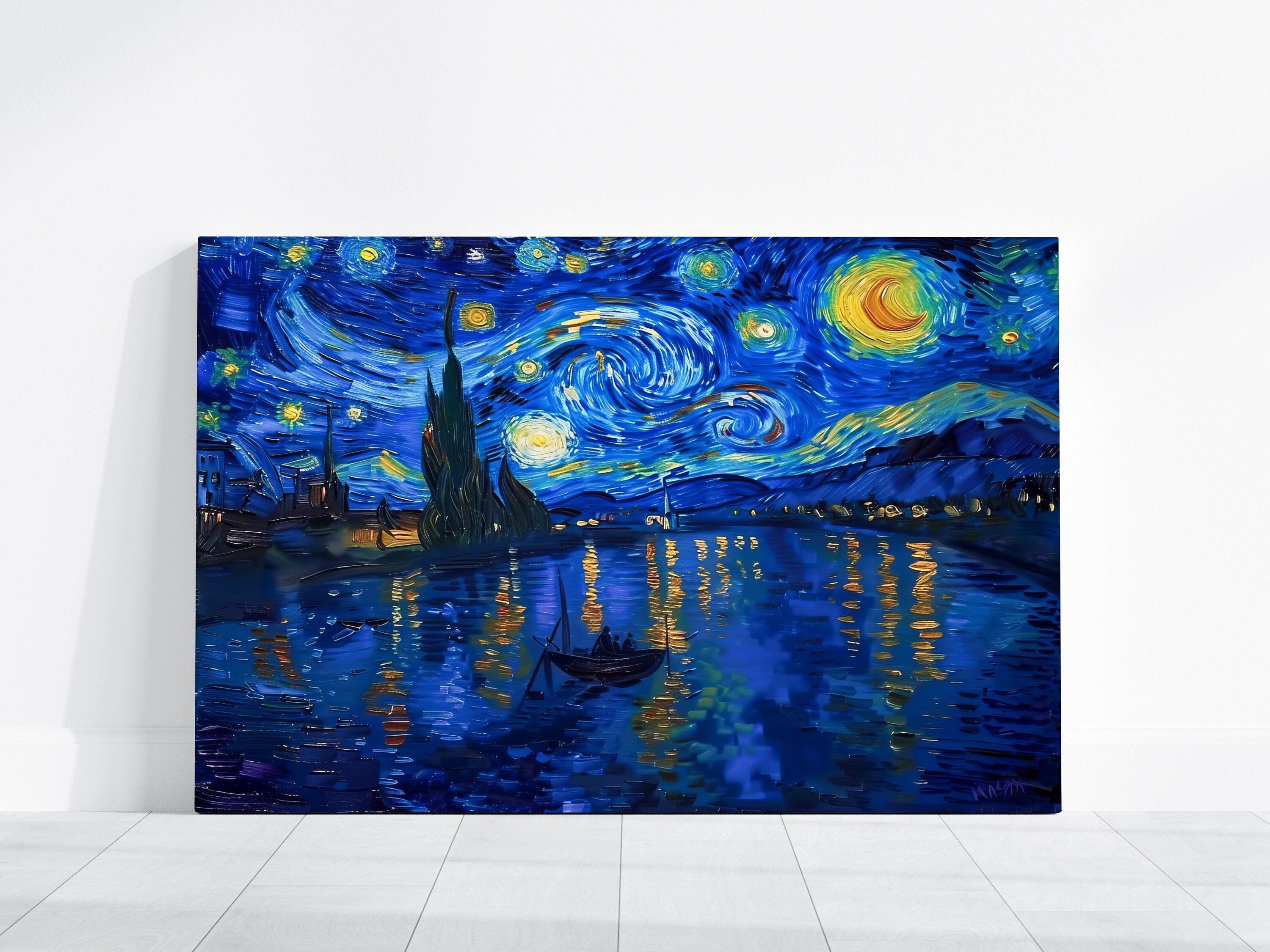The Starry River: Van Gogh Inspired Night Sky Painting | Vibrant & Expressive Wall Art
