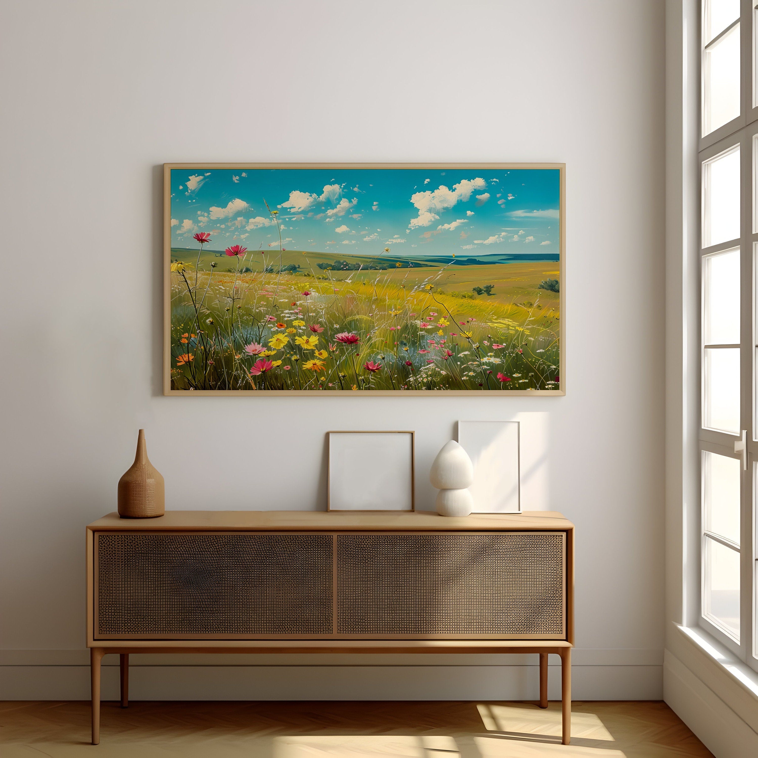 Summer's Embrace: Impressionist Wildflower Meadow | Joyful & Serene Landscape Art