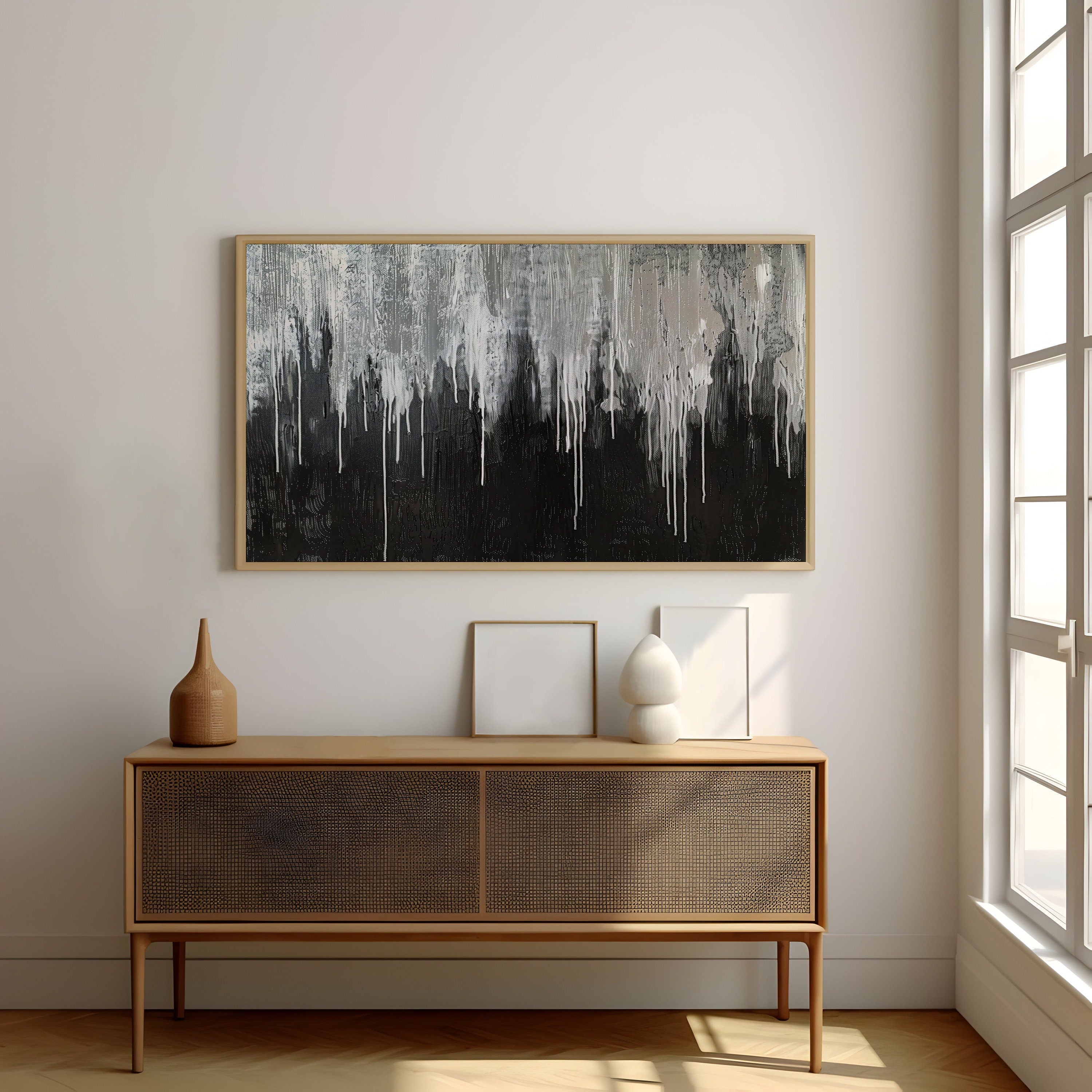 Abstract  black and white dripping Interactive Wall Art