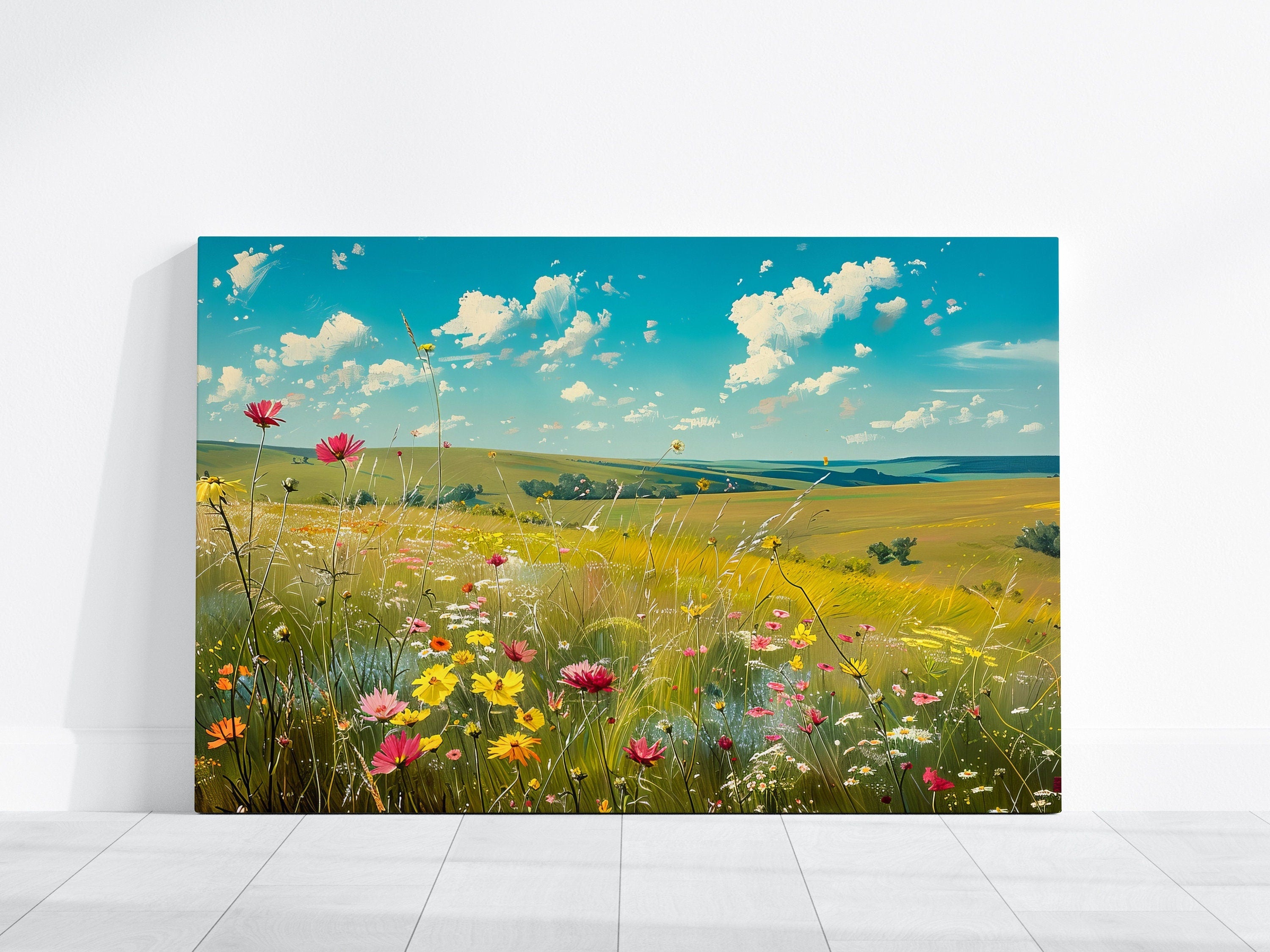 Summer's Embrace: Impressionist Wildflower Meadow | Joyful & Serene Landscape Art