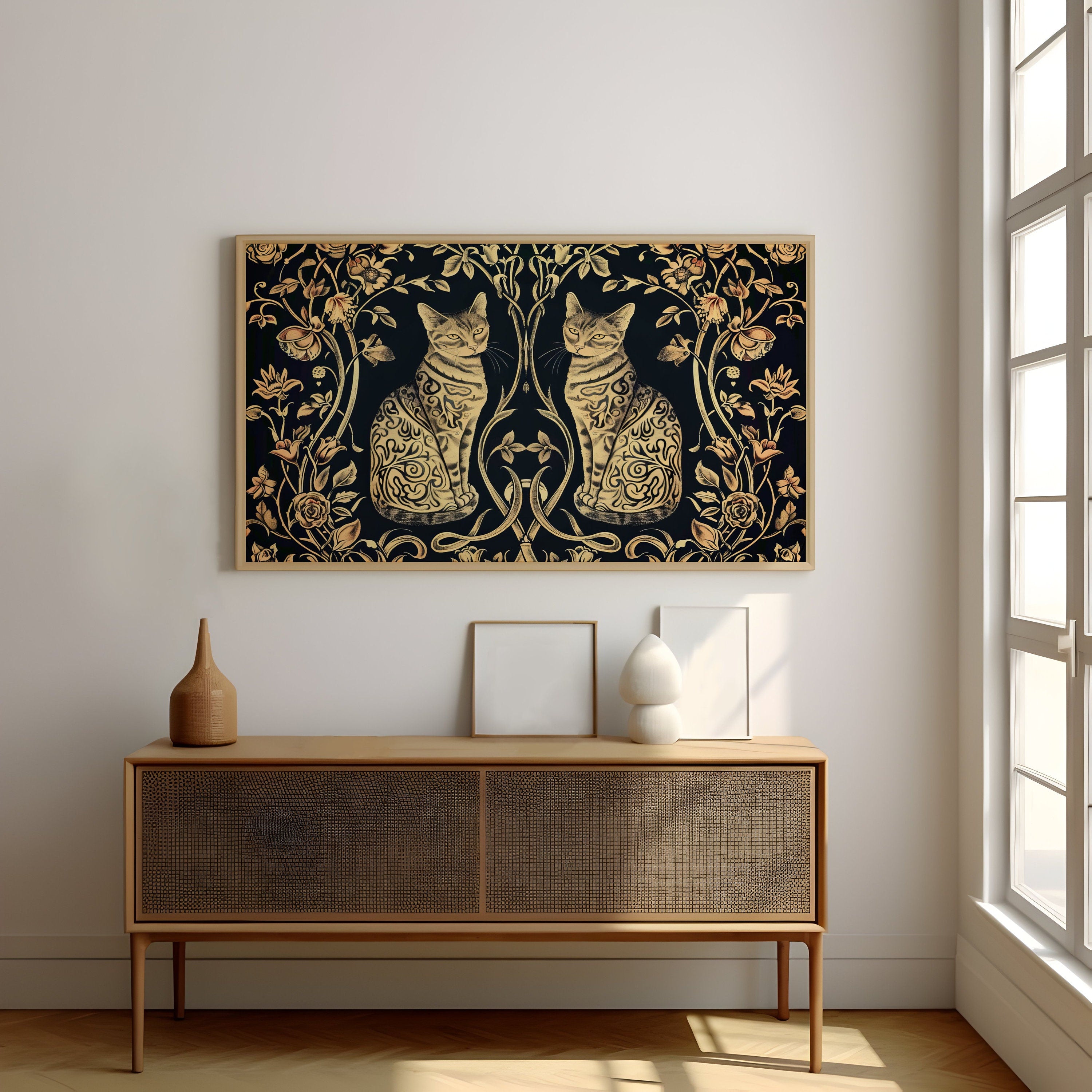 Golden Bengals Art Nouveau Elegance Interactive Wall Art