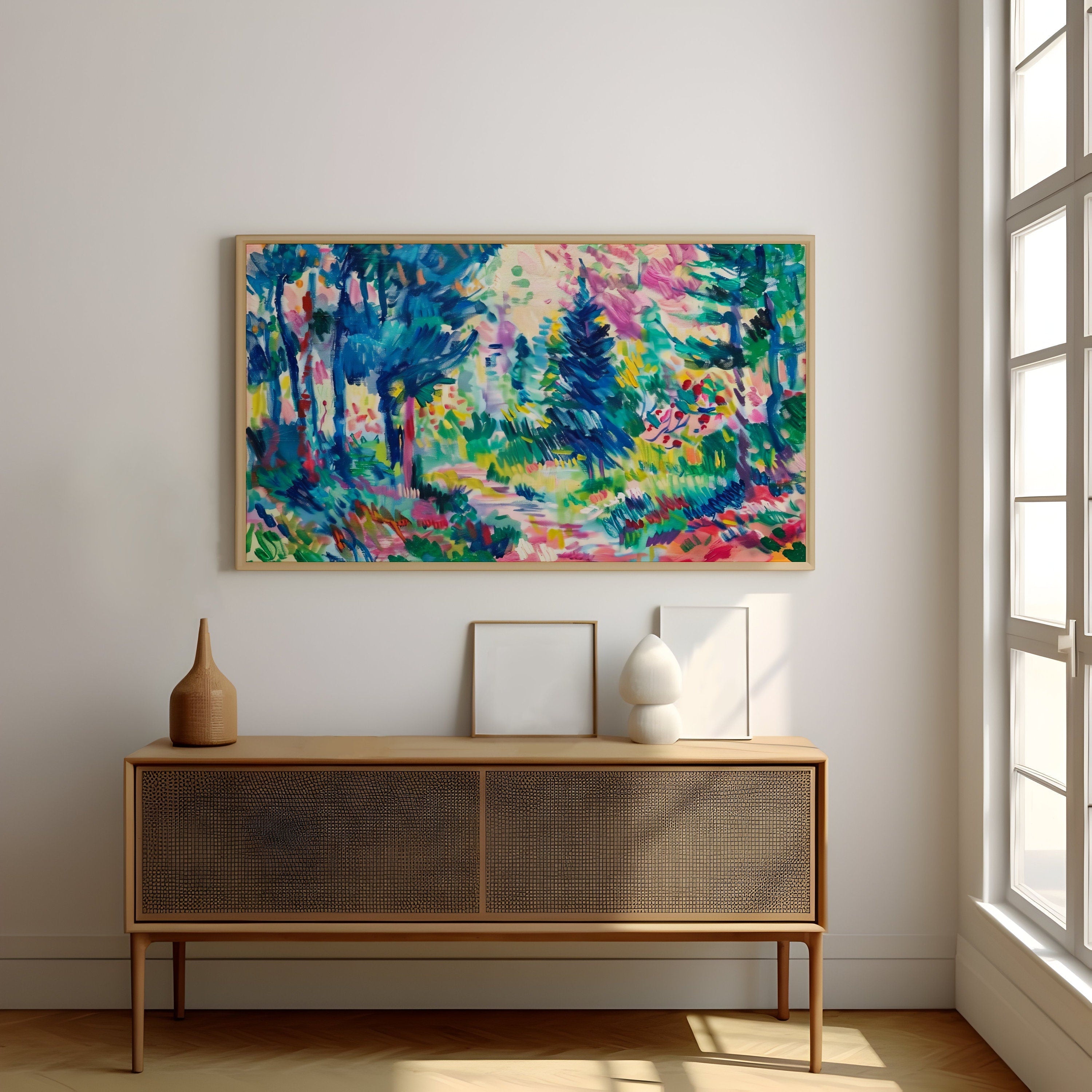 The Verdant Path: Impressionist Forest Landscape Art | Vibrant & Serene Wall Decor