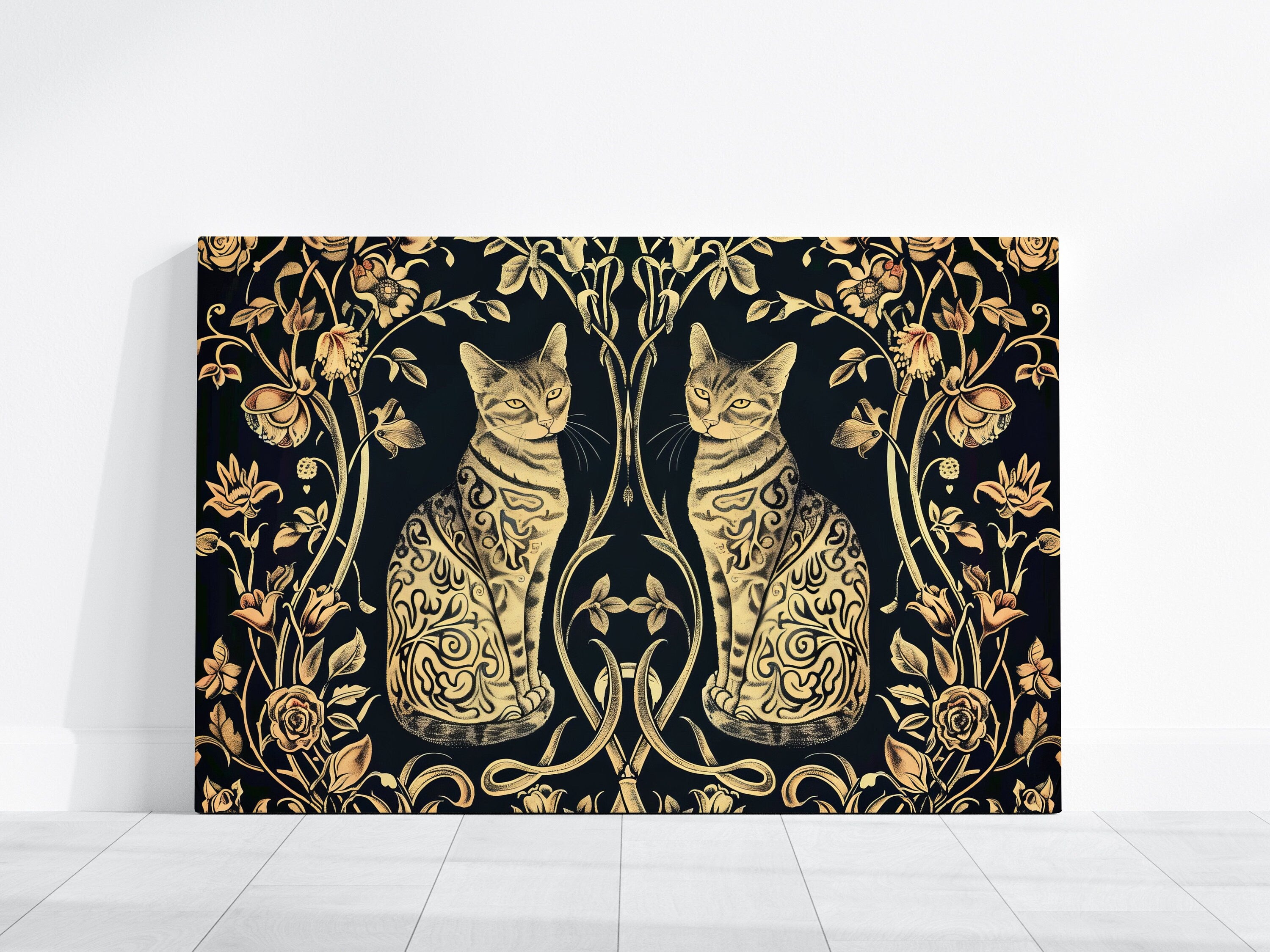 Golden Bengals Art Nouveau Elegance Interactive Wall Art