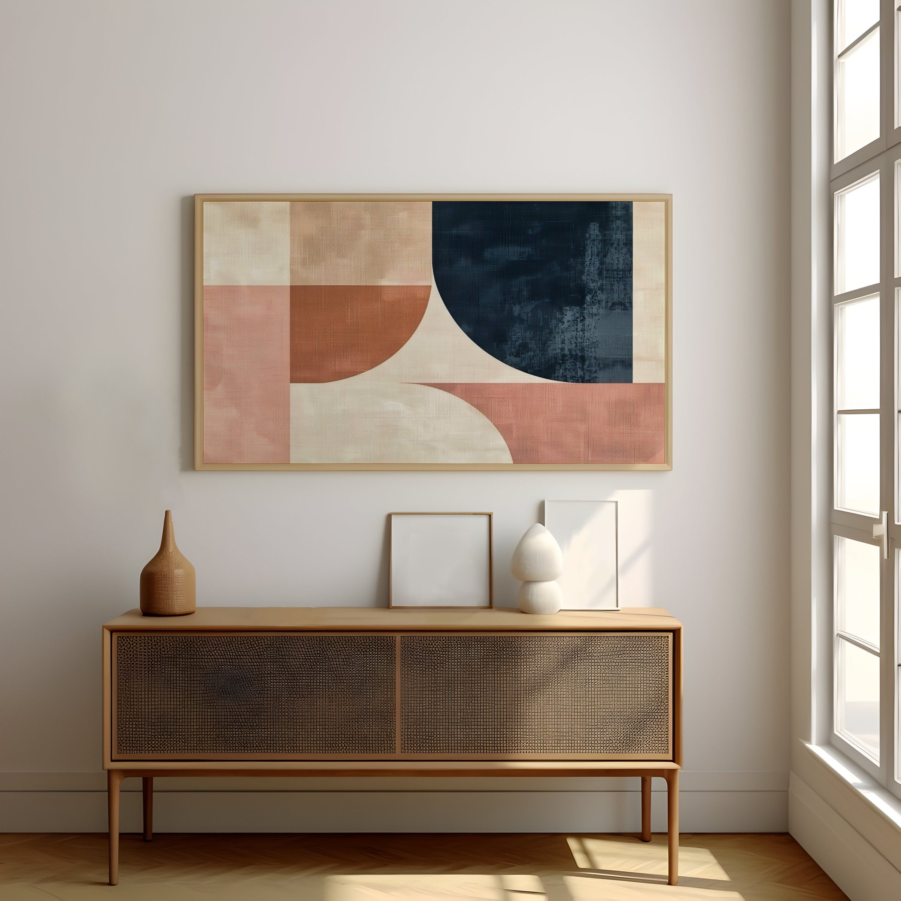 Pastel Harmony Abstract Geometric Composition Interactive Wall Art