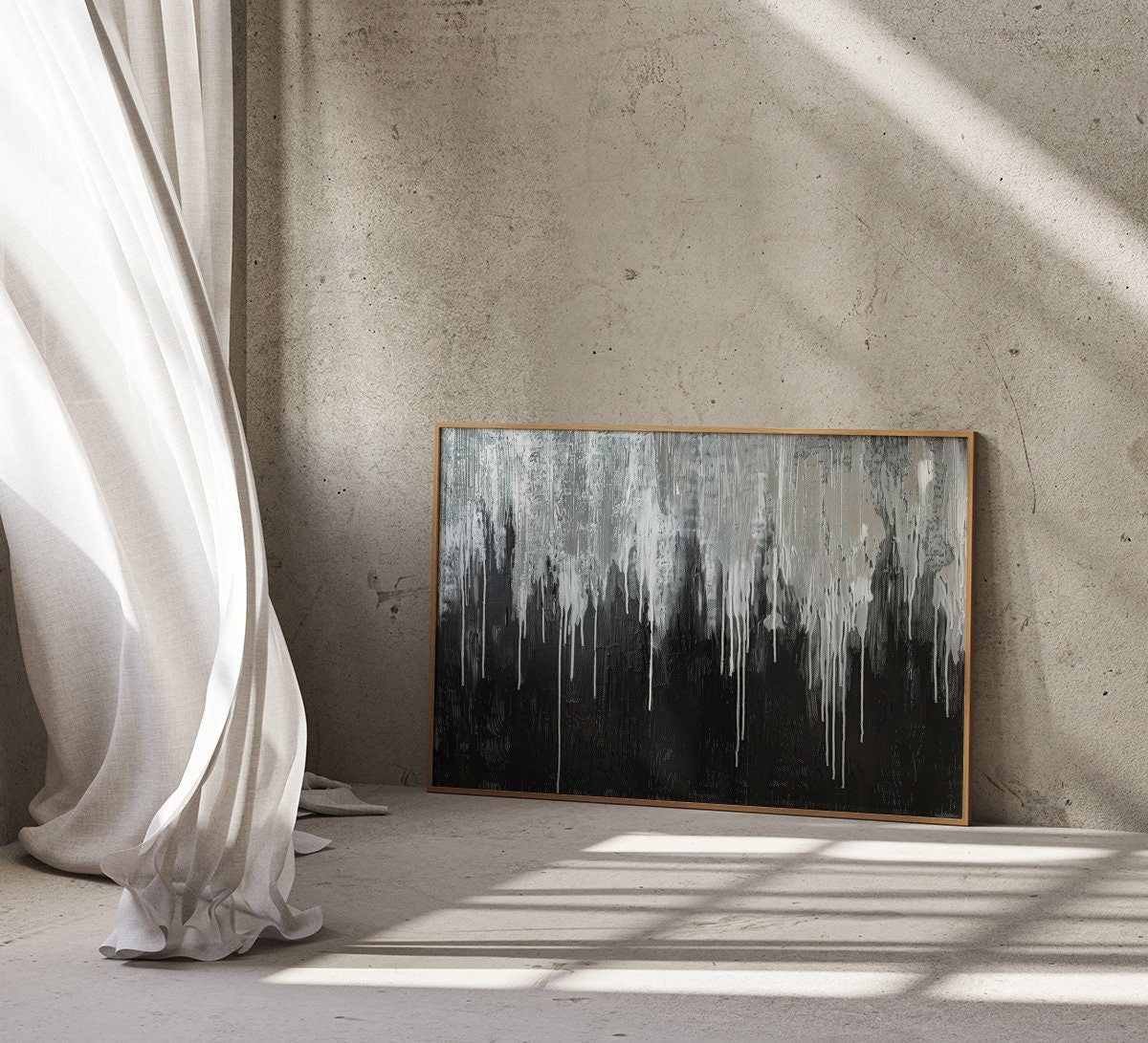 Abstract  black and white dripping Interactive Wall Art