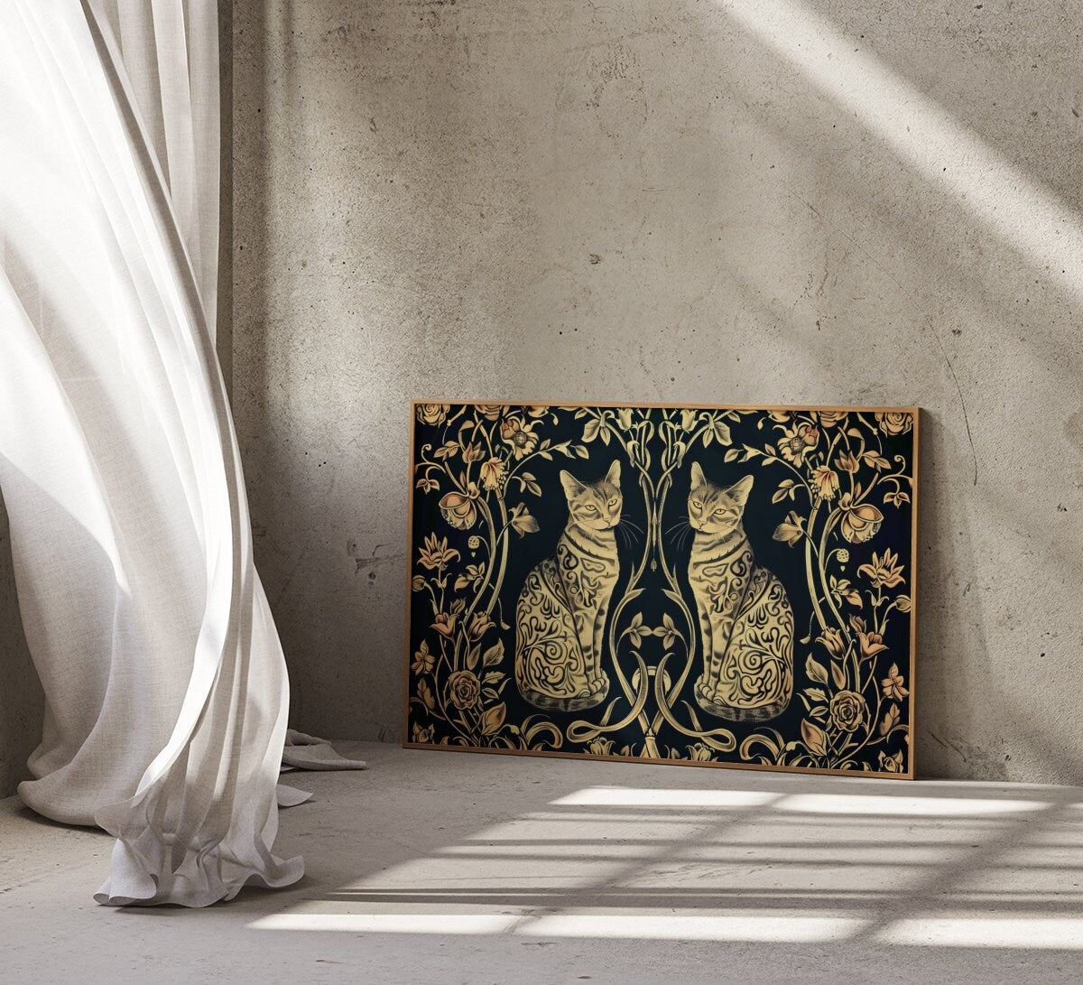 Golden Bengals Art Nouveau Elegance Interactive Wall Art